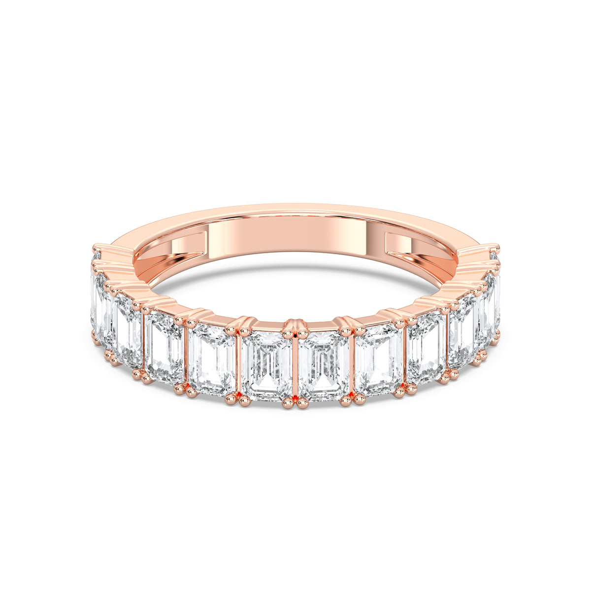 2.52 Carat Emerald Cut Lab Grown Diamond Half Eternity Wedding Band in ...