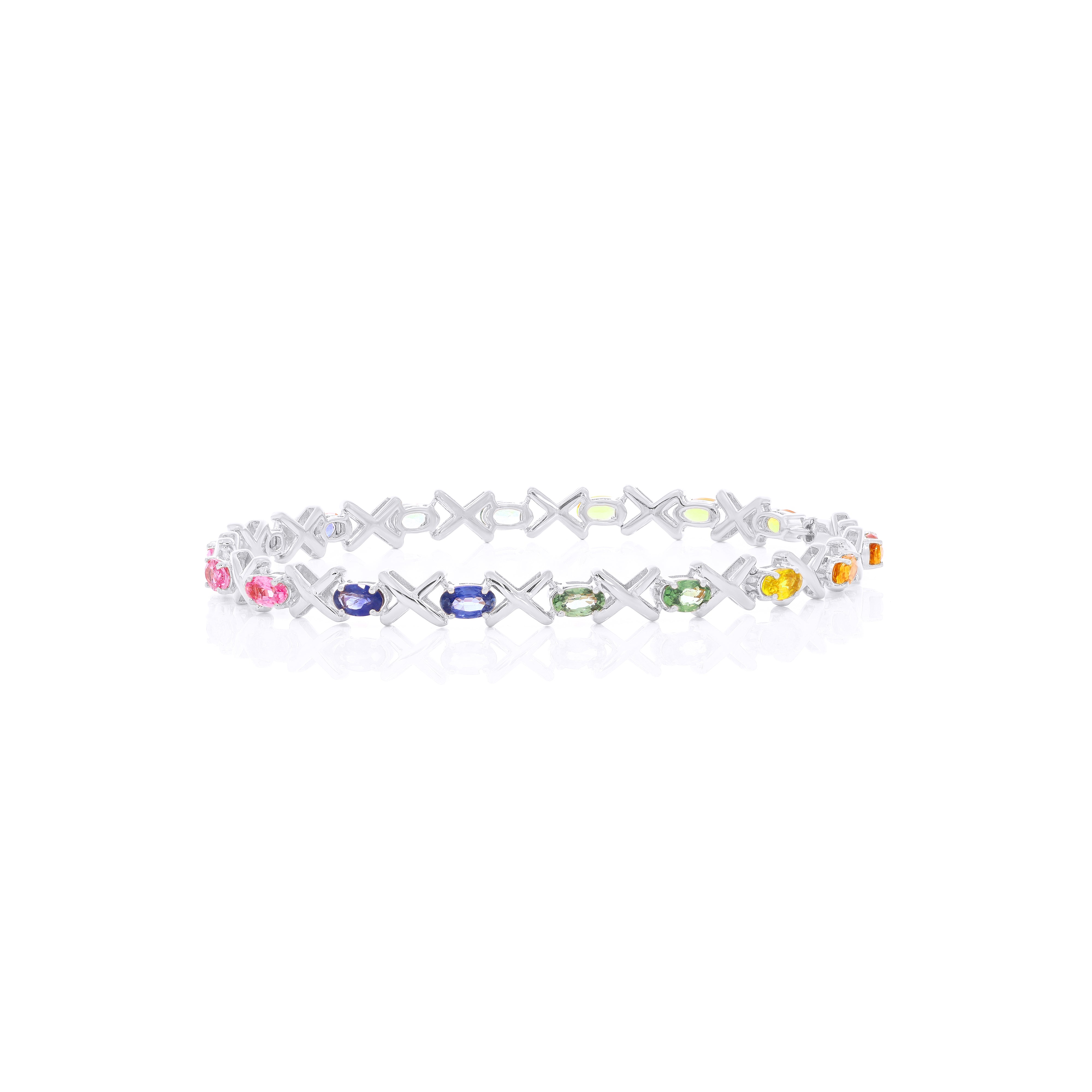 Keeva Jewels Sterling Multi Color Gemstone Luxury Bracelet - KJB2207