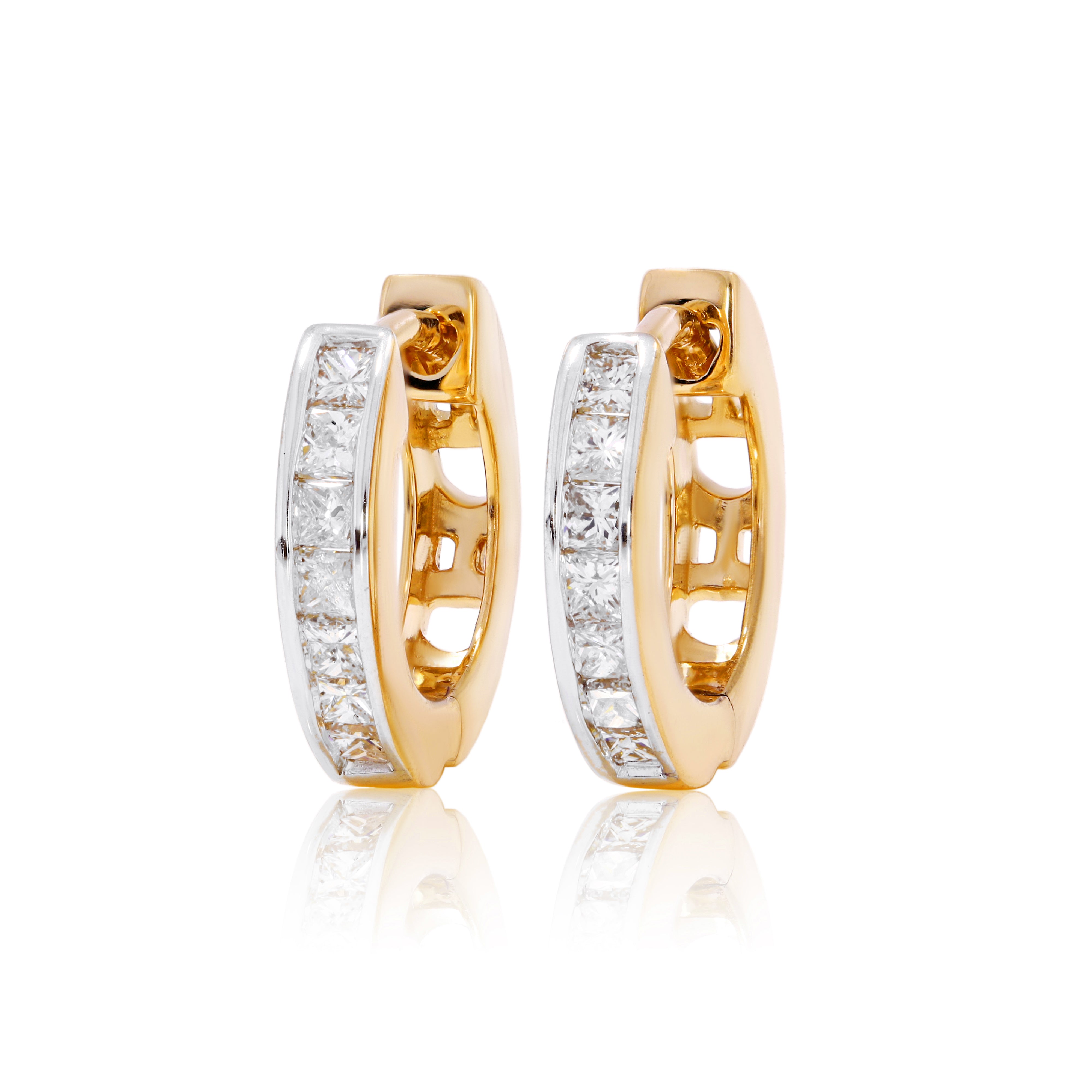 Keeva Jewels Channel Set Princess Diamond Hinged Huggie Hoop Earring - 22-10246