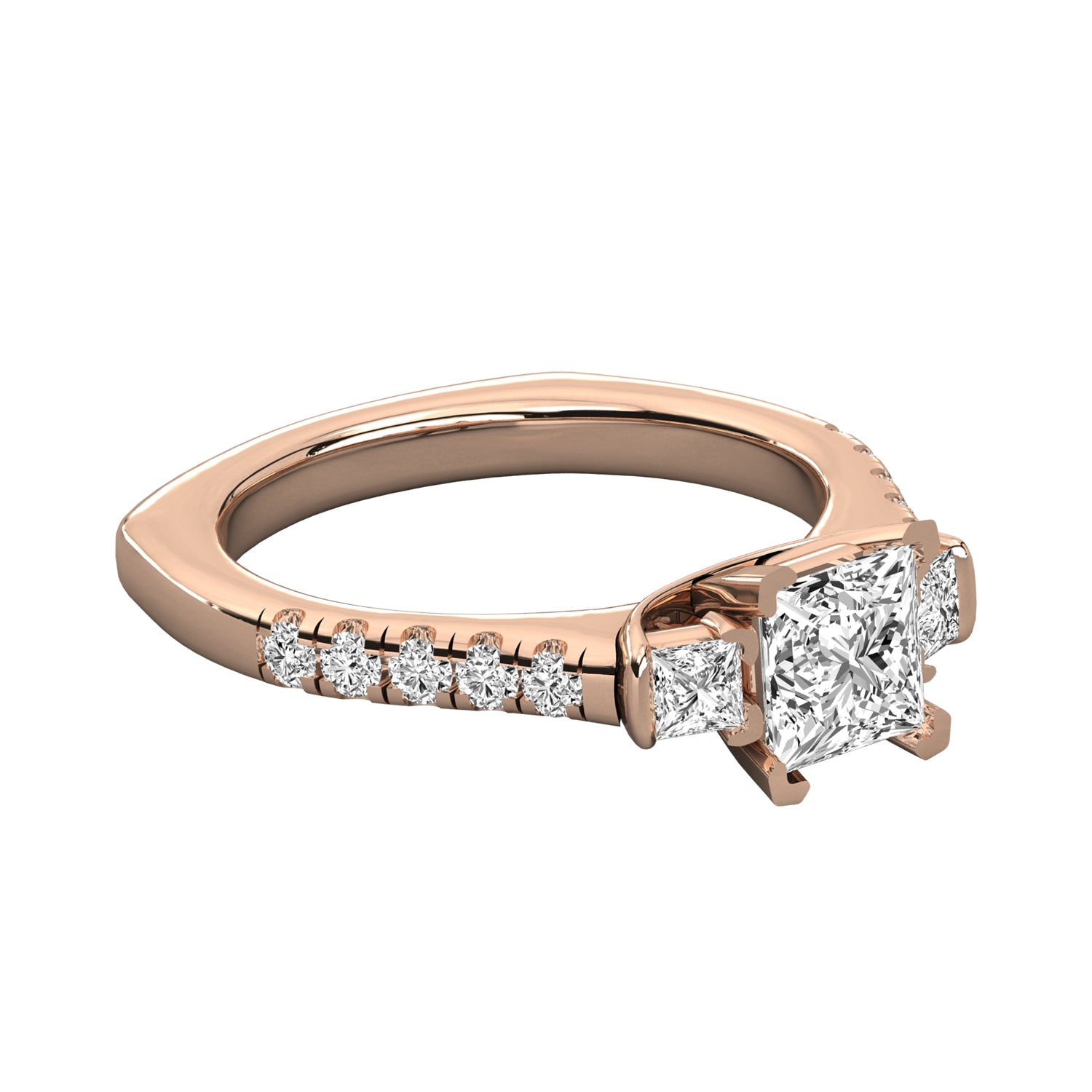 Keeva Jewels Round Diamond And Princess Cut Diamond 3 Stone Engagement Ring - KJR5025