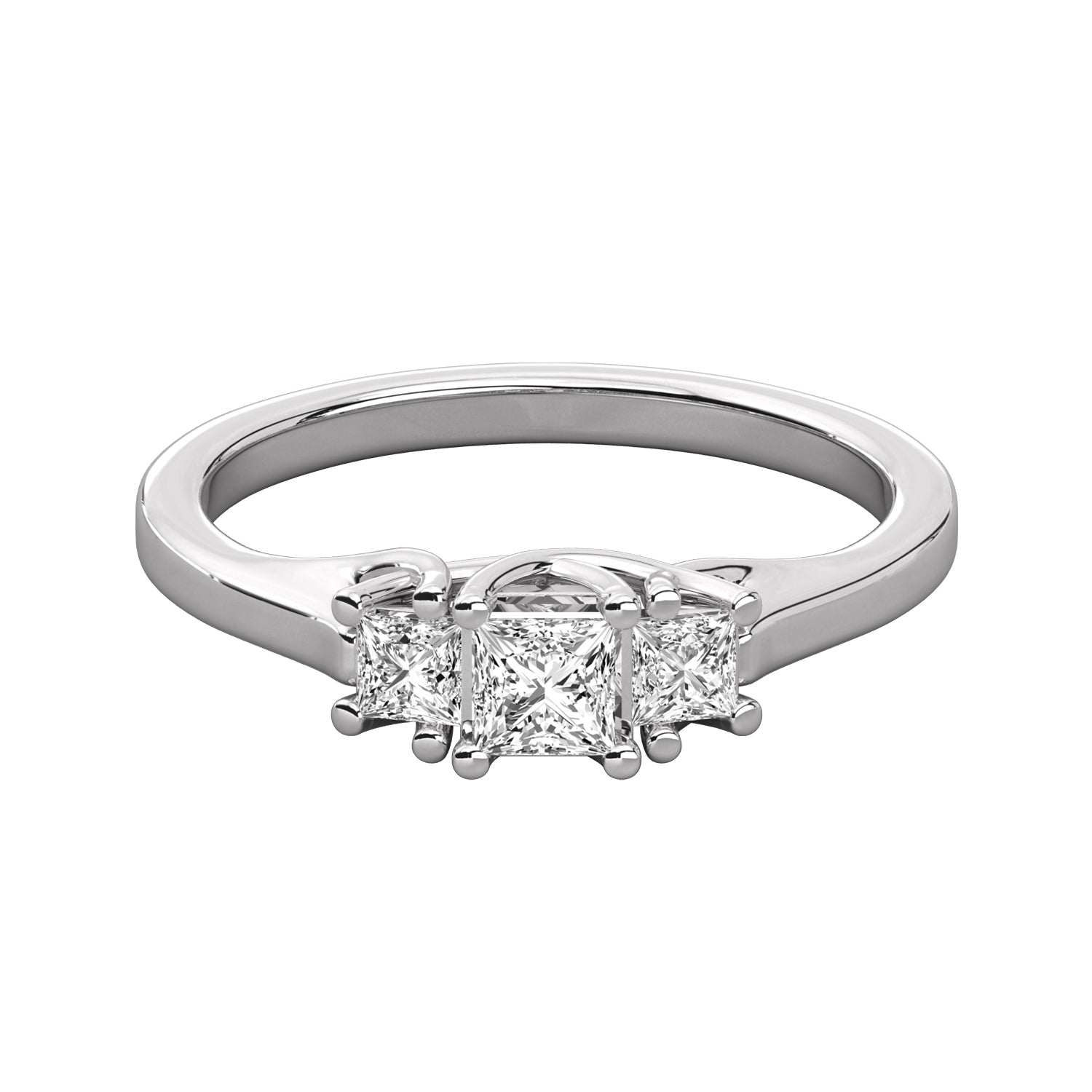 Keeva Jewels Princess Cut Diamond 3 Stone Prong Set Engagement Ring - KJR5027