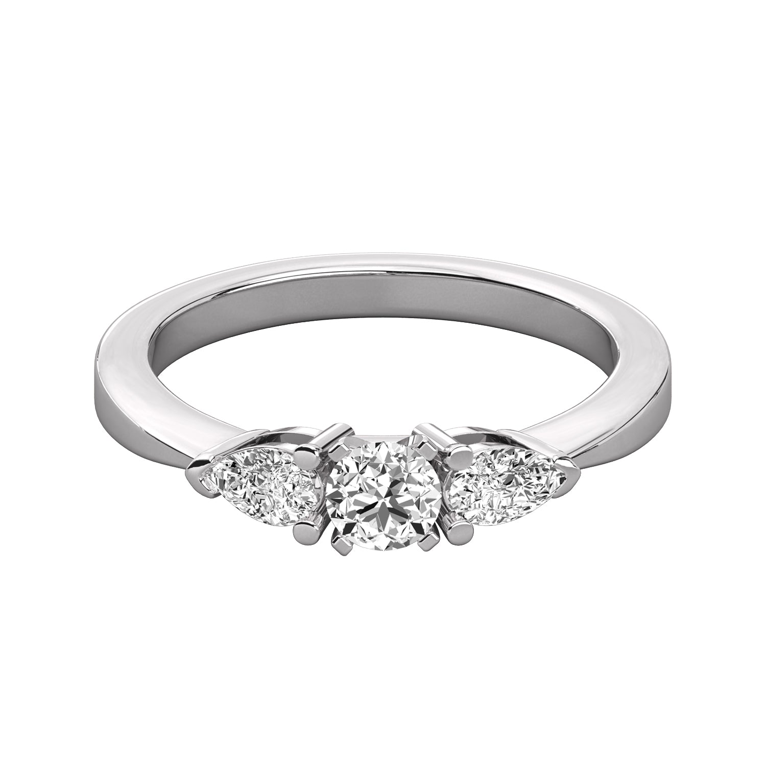 Keeva Jewels Round Cut Diamond And Pear Cut Diamond 3 Stone Wedding Ring - KJR5029