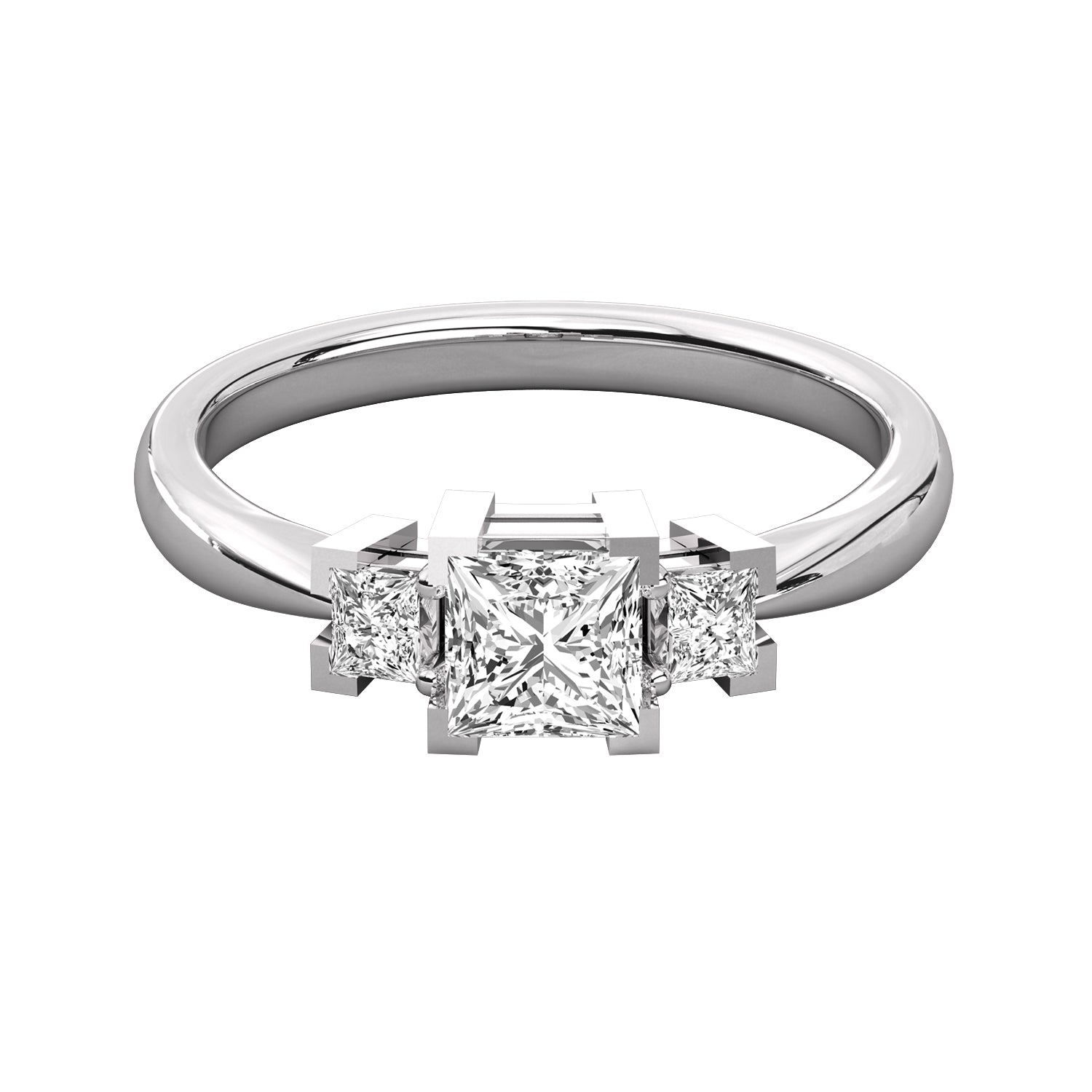 Keeva Jewels Princess Cut Diamond 3 Stone Wedding Band - KJR5023