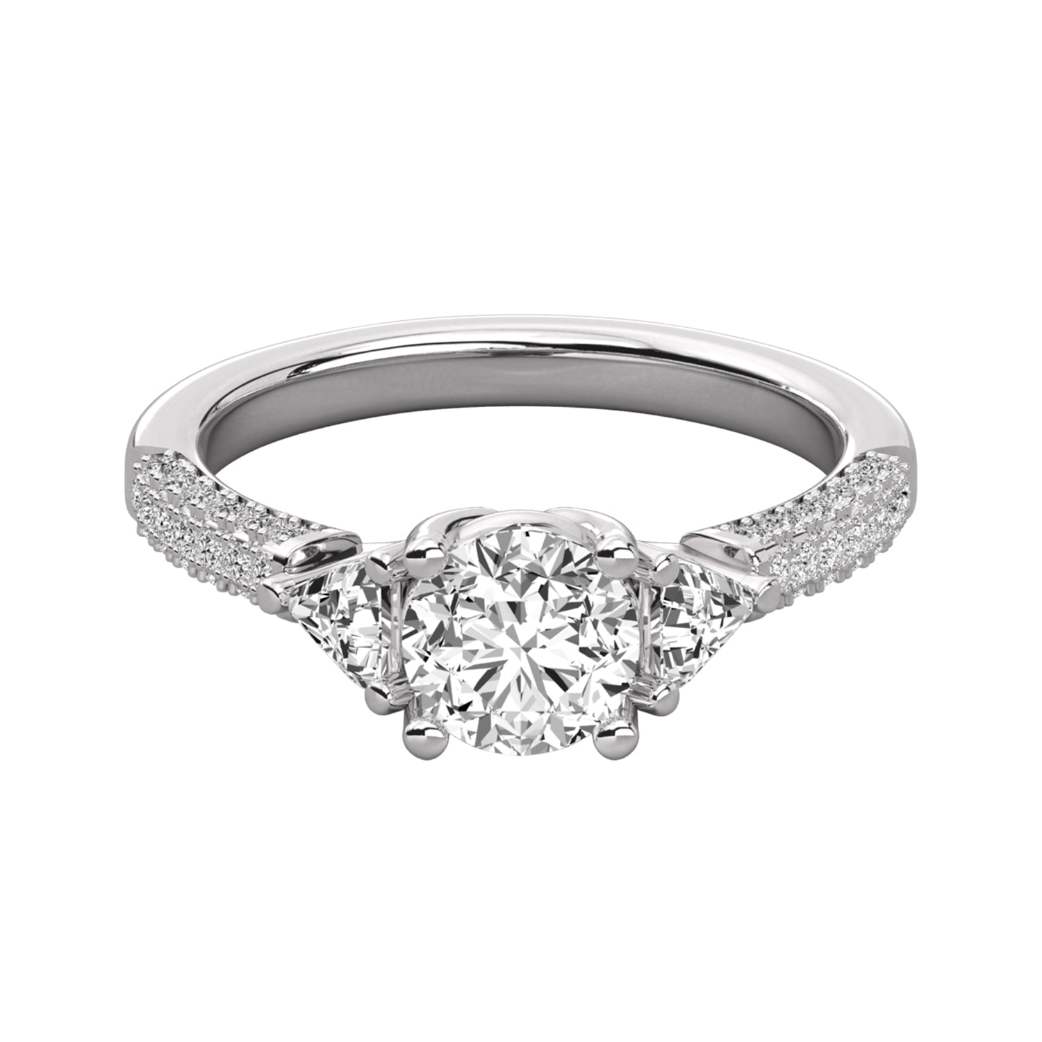 Keeva Jewels Round Cut Diamond And Trilliant Cut Diamond Engagement Ring - KJR5030