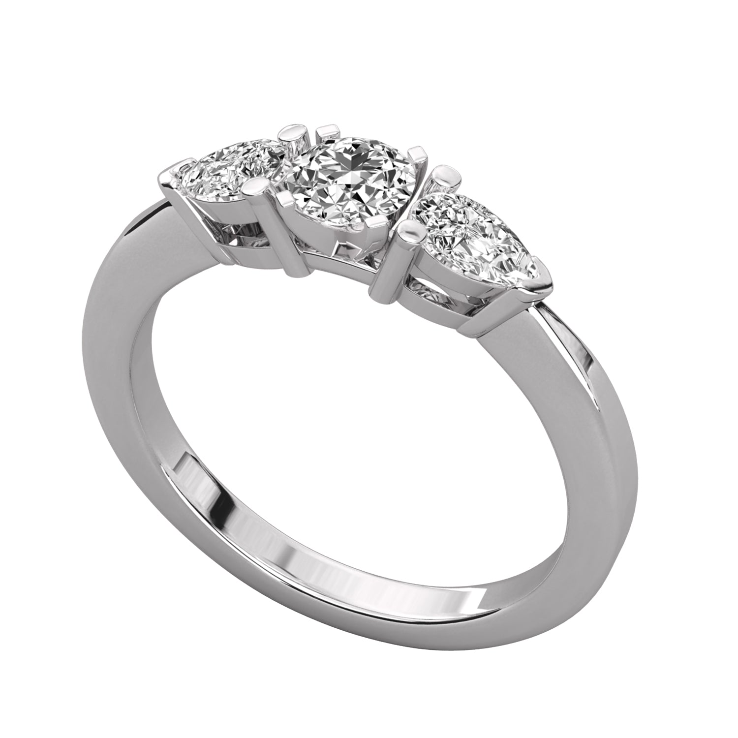 Keeva Jewels Round Cut Diamond And Pear Cut Diamond 3 Stone Wedding Ring - KJR5029