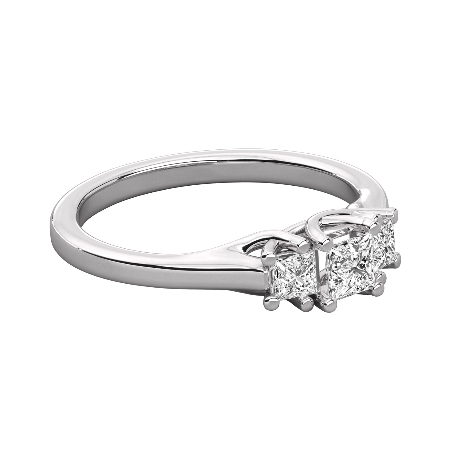 Keeva Jewels Princess Cut Diamond 3 Stone Prong Set Engagement Ring - KJR5027