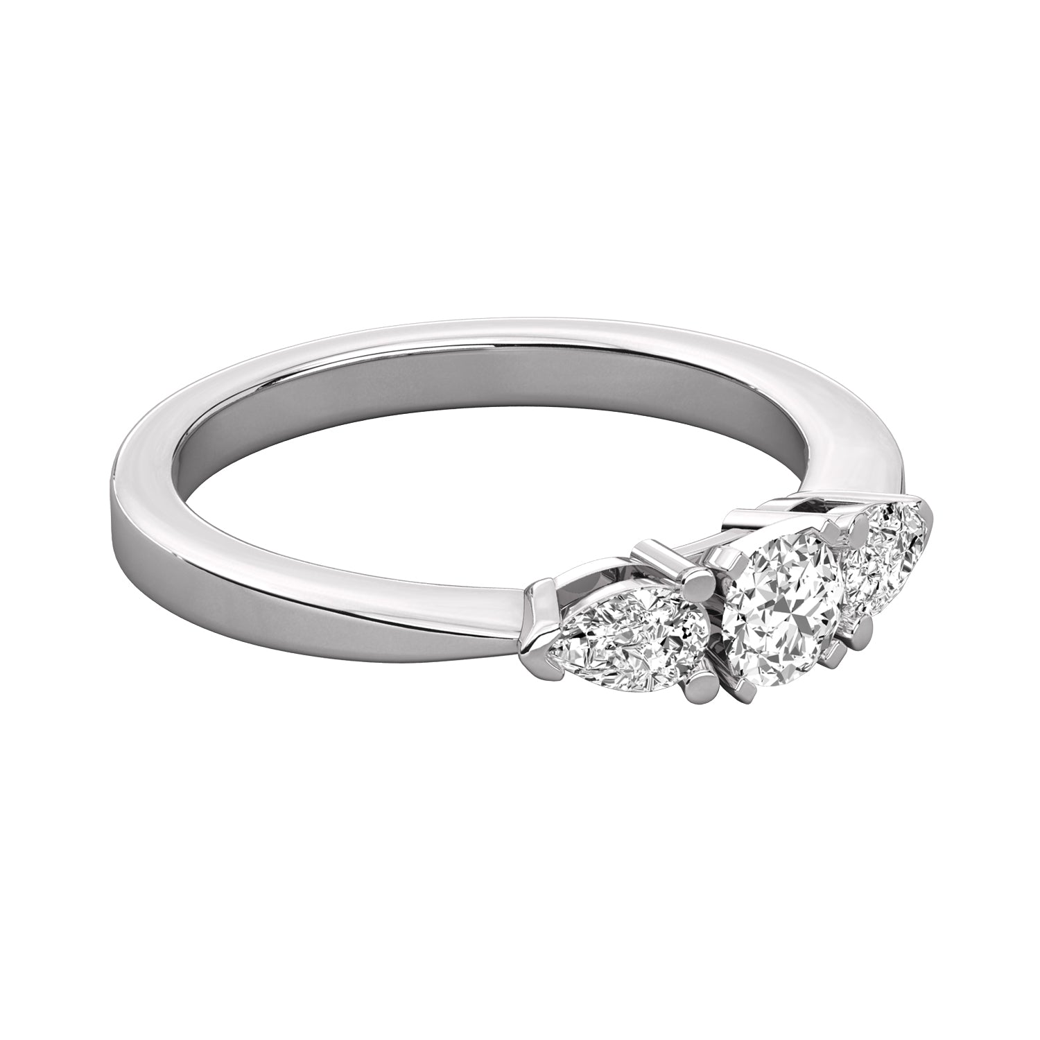 Keeva Jewels Round Cut Diamond And Pear Cut Diamond 3 Stone Wedding Ring - KJR5029