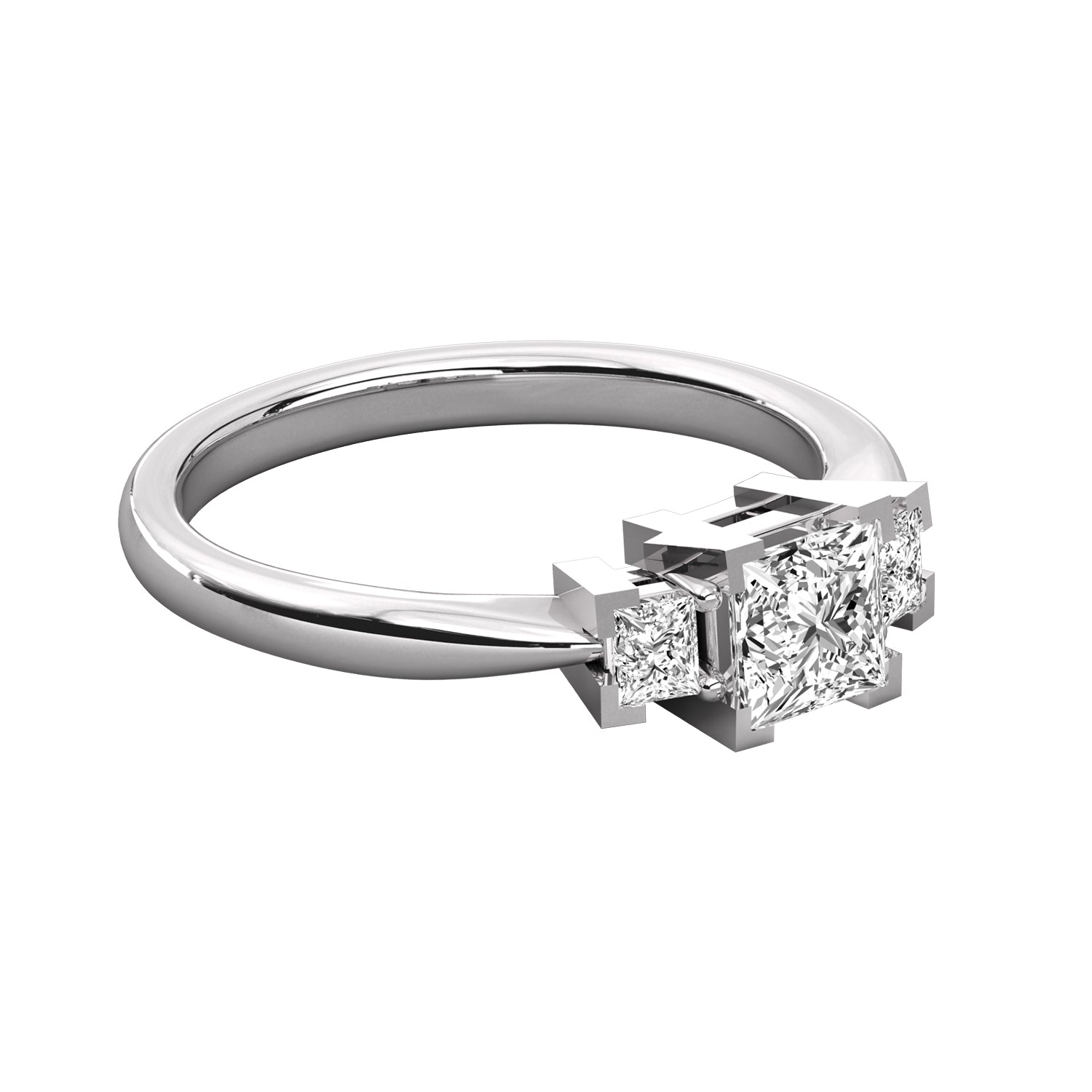 Keeva Jewels Princess Cut Diamond 3 Stone Wedding Band - KJR5023