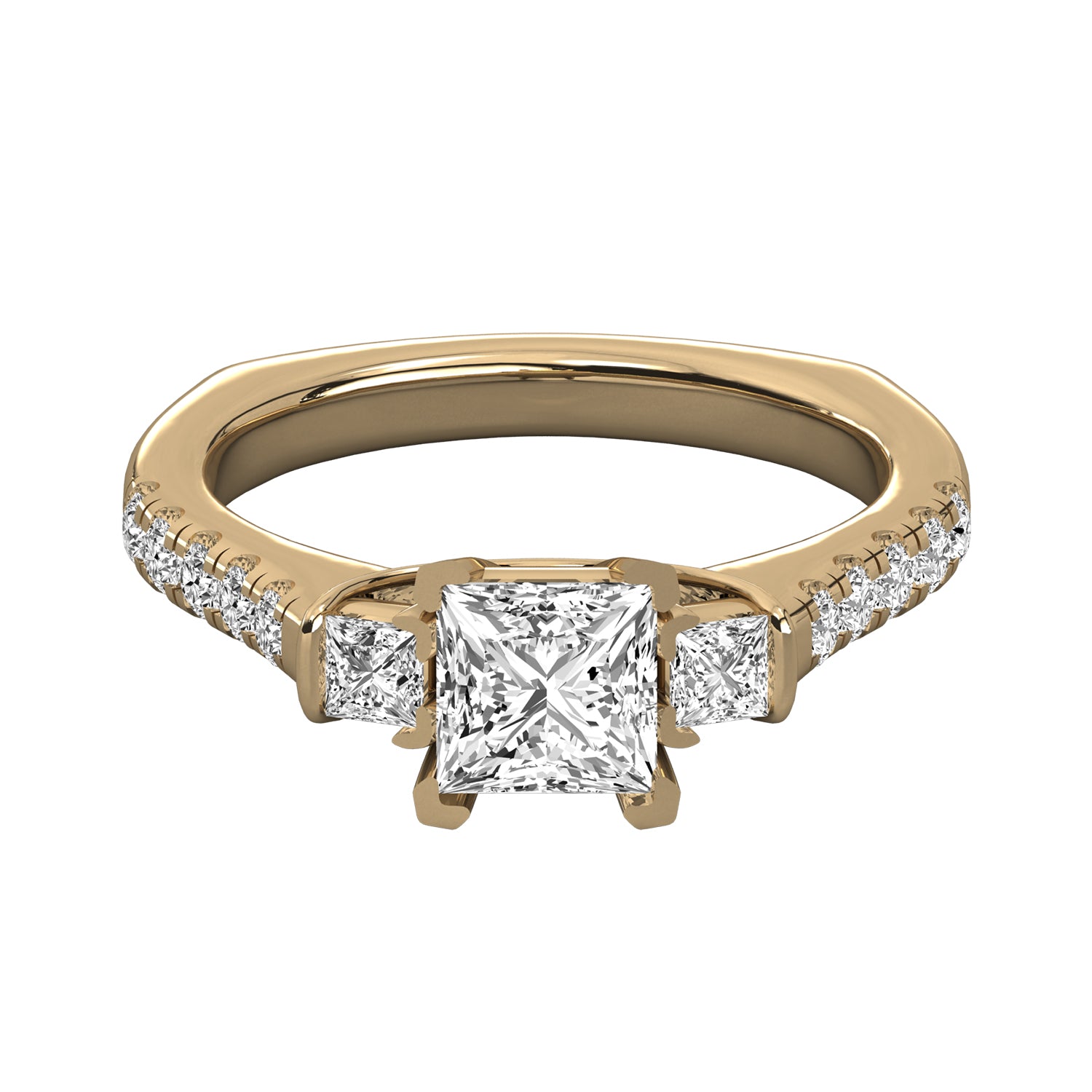 Keeva Jewels Round Diamond And Princess Cut Diamond 3 Stone Engagement Ring - KJR5025