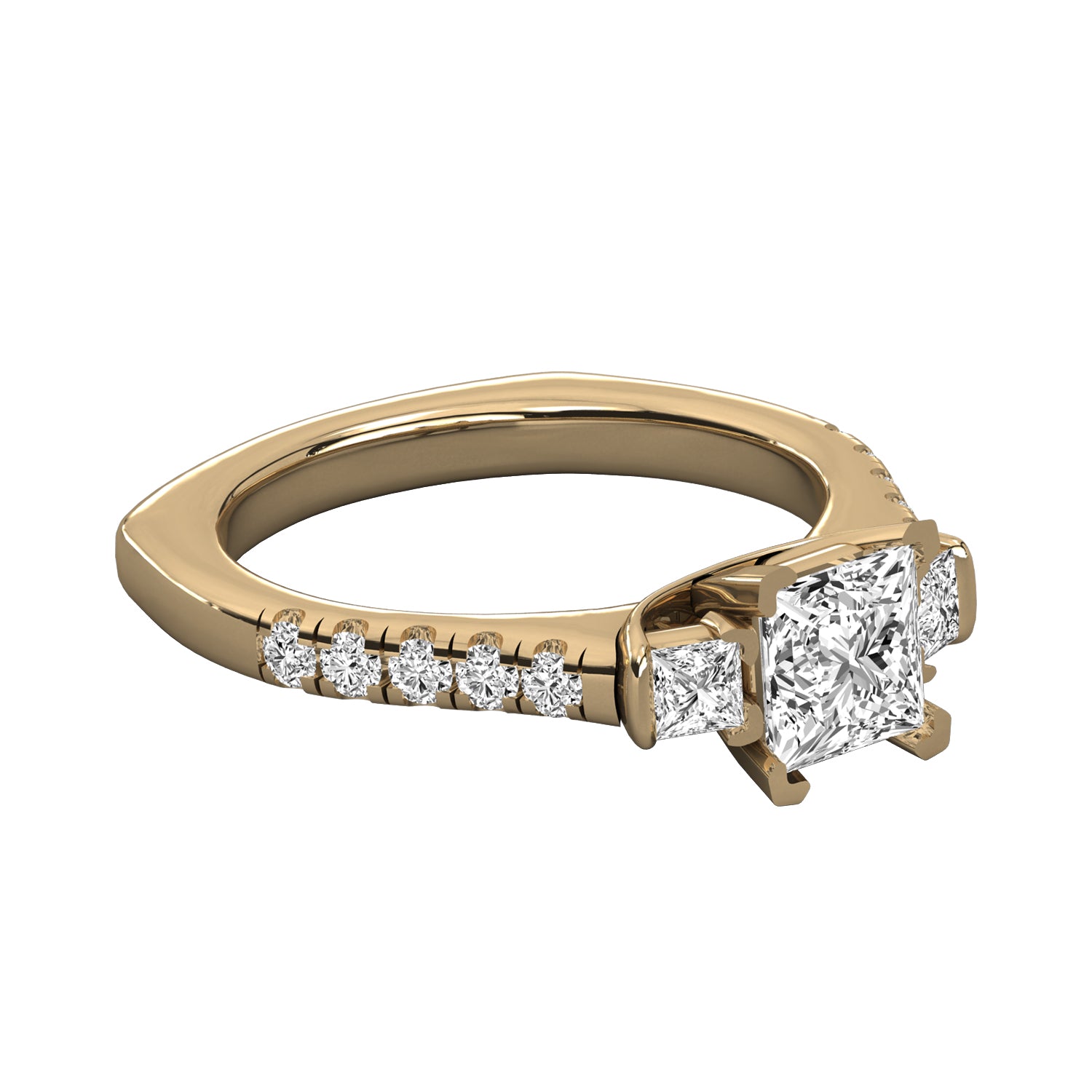 Keeva Jewels Round Diamond And Princess Cut Diamond 3 Stone Engagement Ring - KJR5025