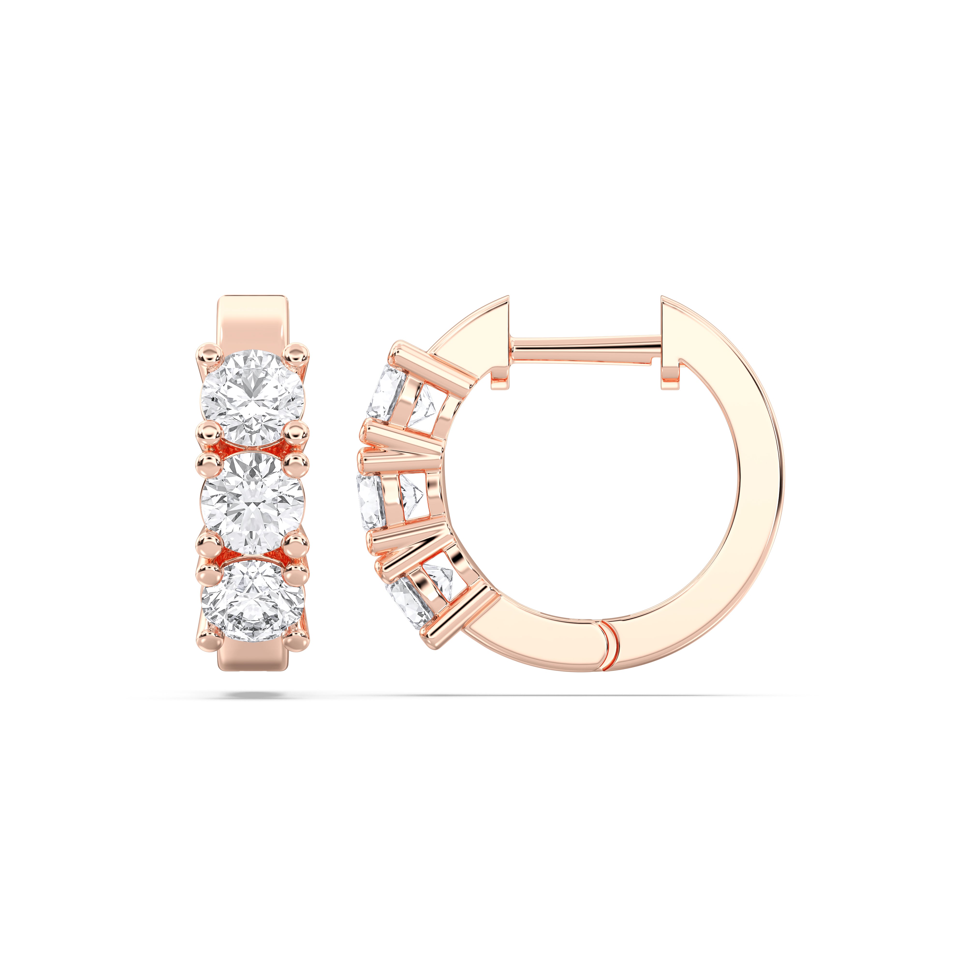 Lab Created Round Diamond Classic Hoop Earring For Her In Solid Gold