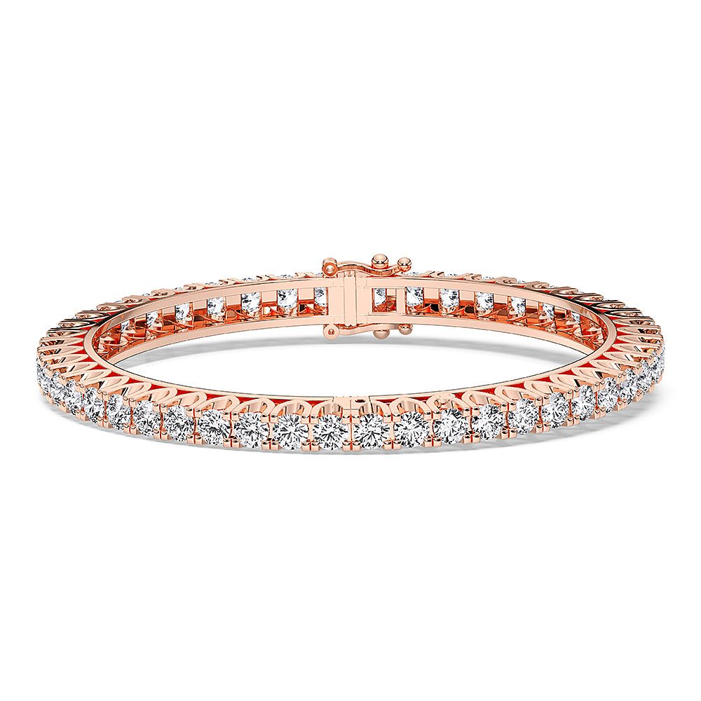 10.70 Carat Round Cut Lab Grown Diamond Prong Set Bangle Made in Solid Gold For Her