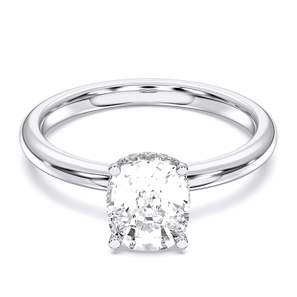 Cushion & Round Shape 1.59 Carat Lab Grown Diamond Solitaire Ring in Solid Gold for Women