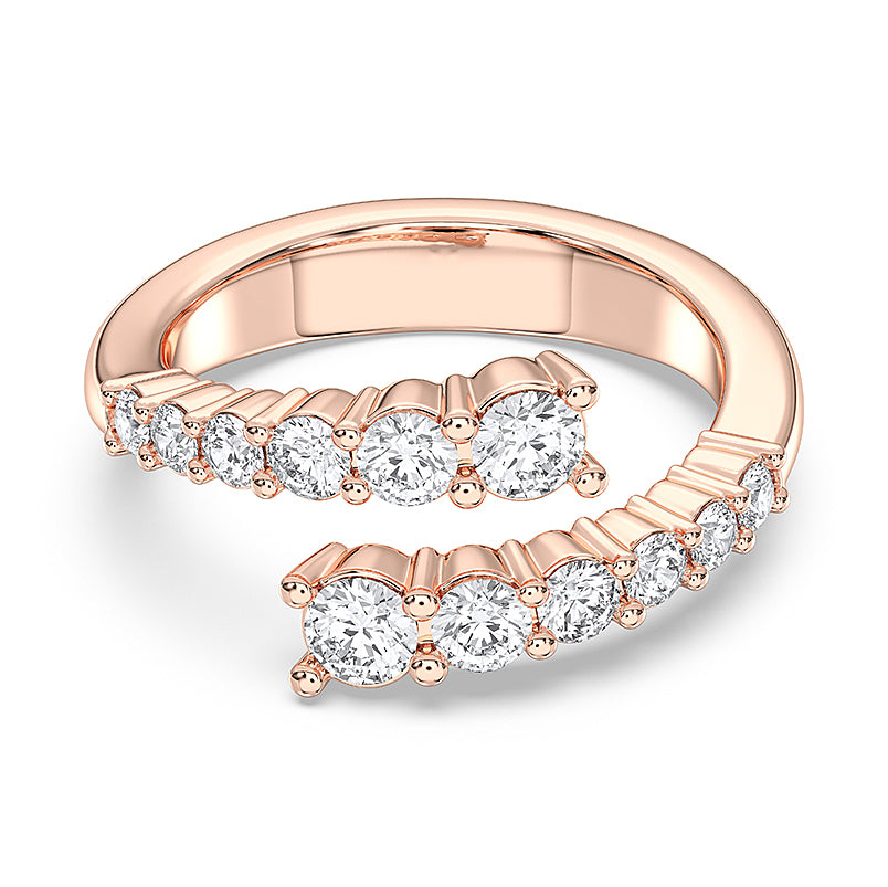 Round Cut 1.00 Carat Lab Grown Diamond Bypass Ring Made in Solid Gold