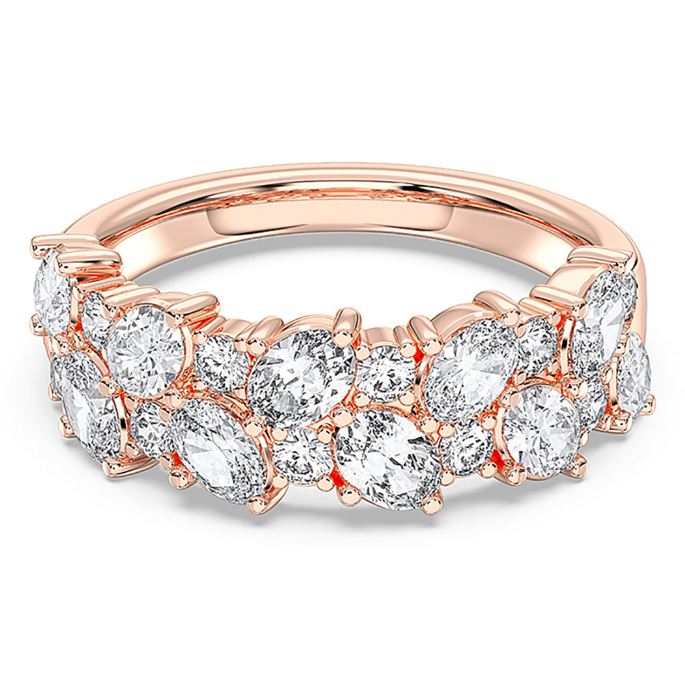 0.050 Carat Oval & Round Cut Lab Grown Diamond Half Eternity Wedding Ring in Solid Gold