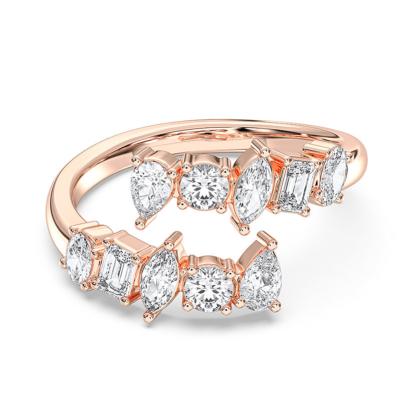 1.25 Carat Multi Shape Stone  Lab Grown Diamond Unique Style  Bypass Ring in Solid Gold For Her