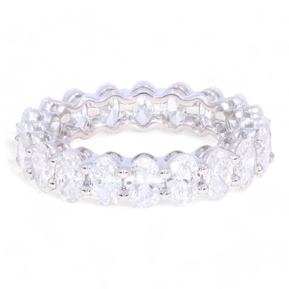 4.10 Carat Oval Cut Lab Grown Diamond Eternity Wedding Band in Solid Gold