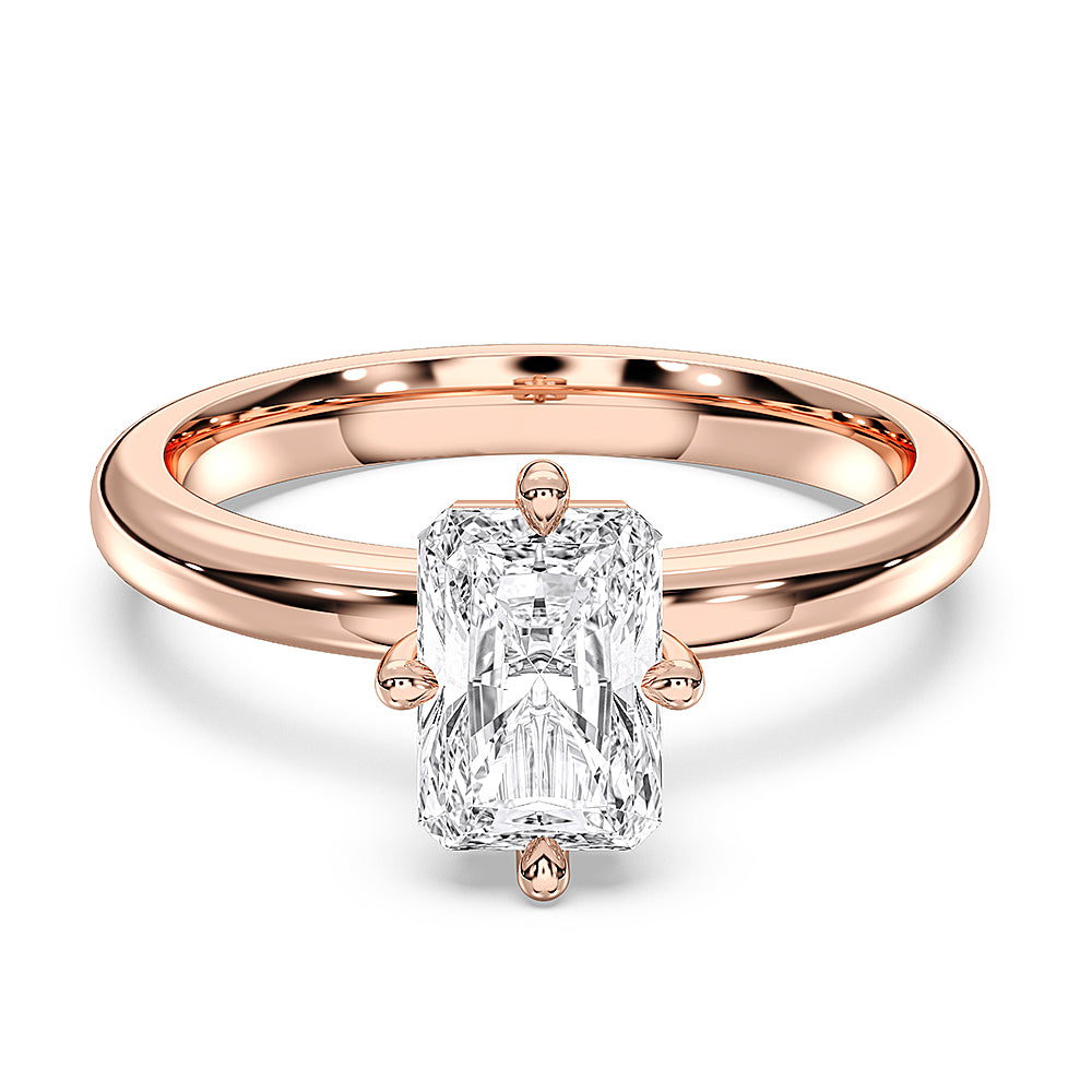 1 Carat Radiant Cut Lab Grown Diamond Solitaire Ring in Solid Gold for Her