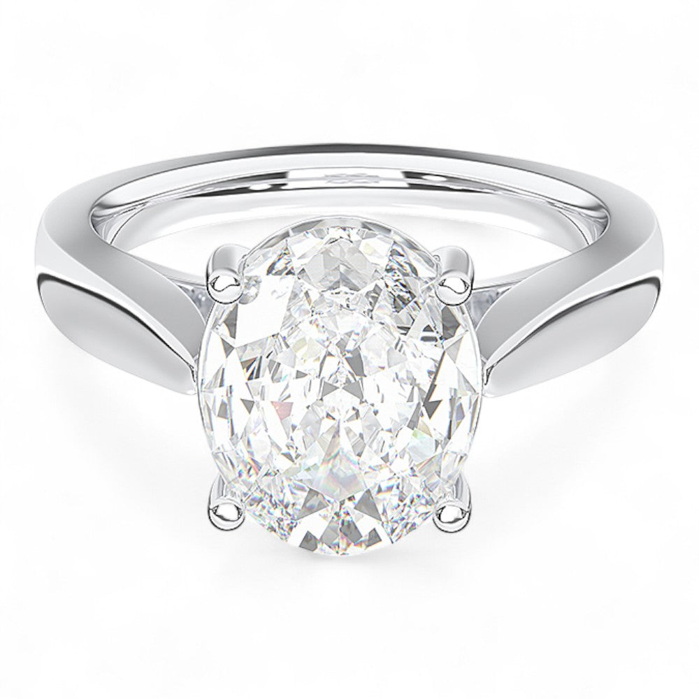 1.00 to 6.00 Carat Oval Cut Lab Grown Diamond Solitaire Ring in Solid Gold