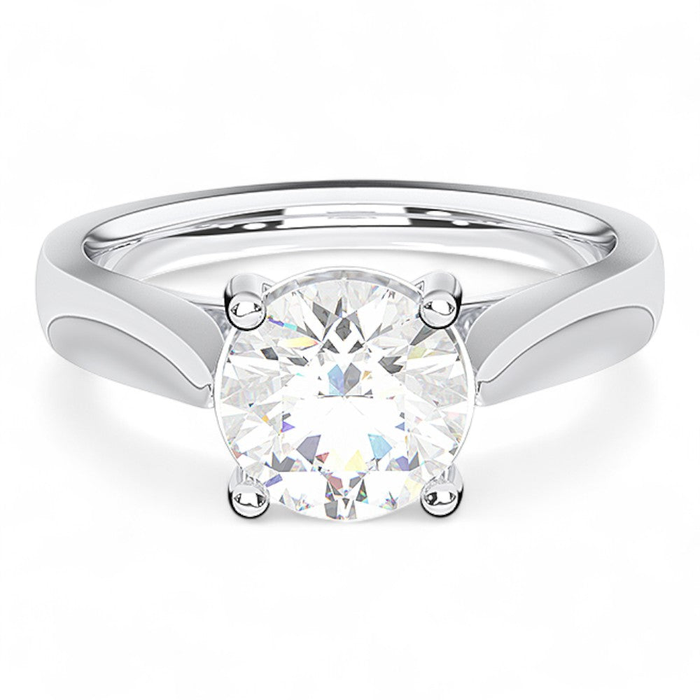1.00 TO 6.00 Carat Round Cut Lab Grown Diamond Solitaire Ring in Solid Gold