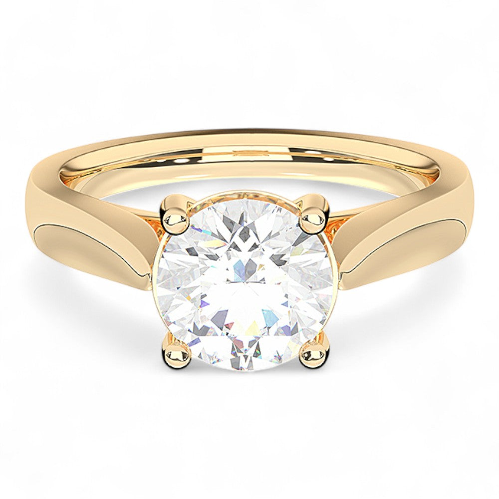 1.00 TO 6.00 Carat Round Cut Lab Grown Diamond Solitaire Ring in Solid Gold