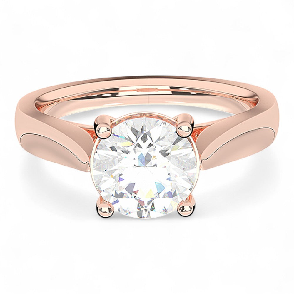 1.00 TO 6.00 Carat Round Cut Lab Grown Diamond Solitaire Ring in Solid Gold