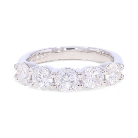 Round Cut 2.00 Carat Lab Grown Diamond 5 Stone Engagement Ring Made in Solid Gold