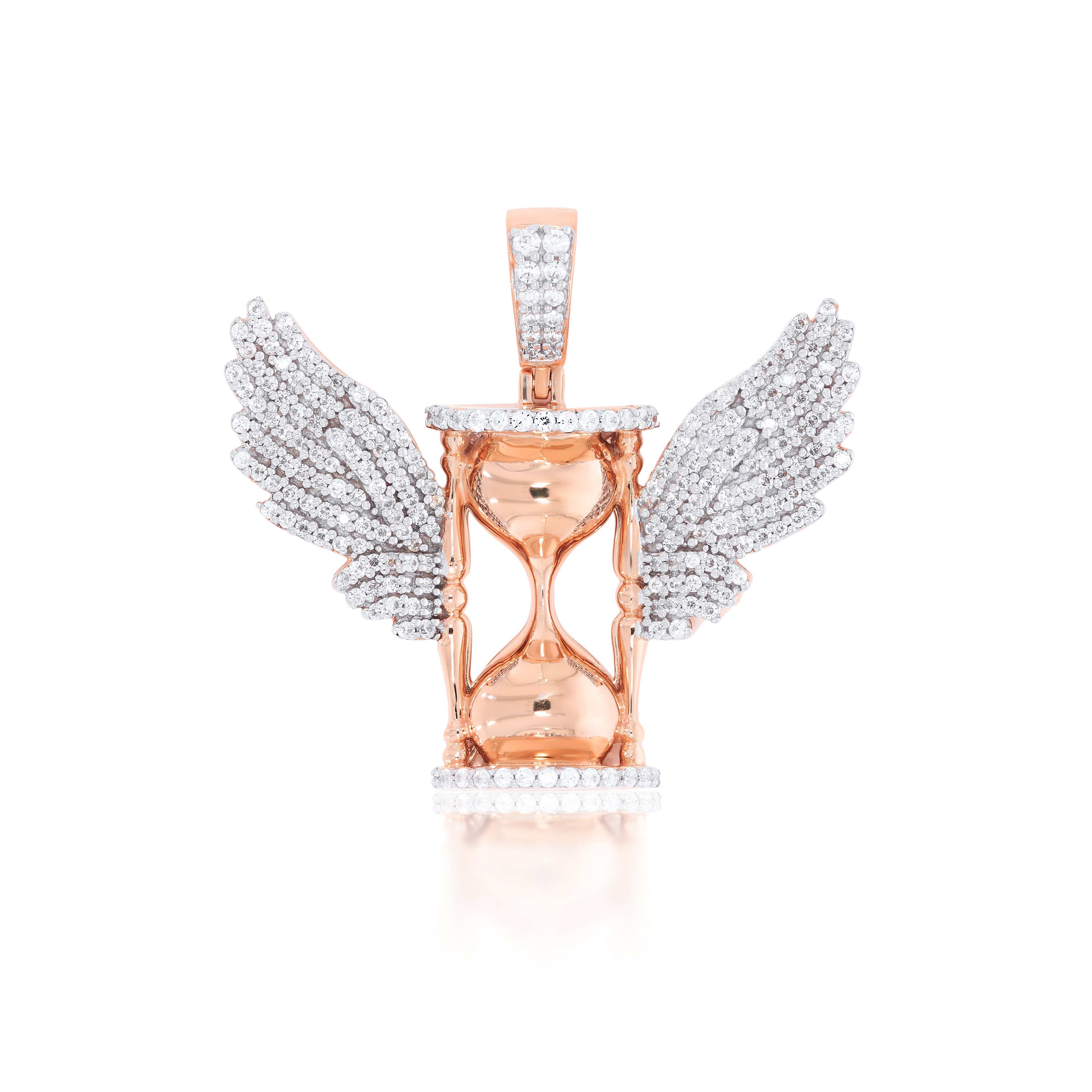 Keeva Jewels Round Diamond Hourglass With Wings Luxurious Pendant - GPT-0573