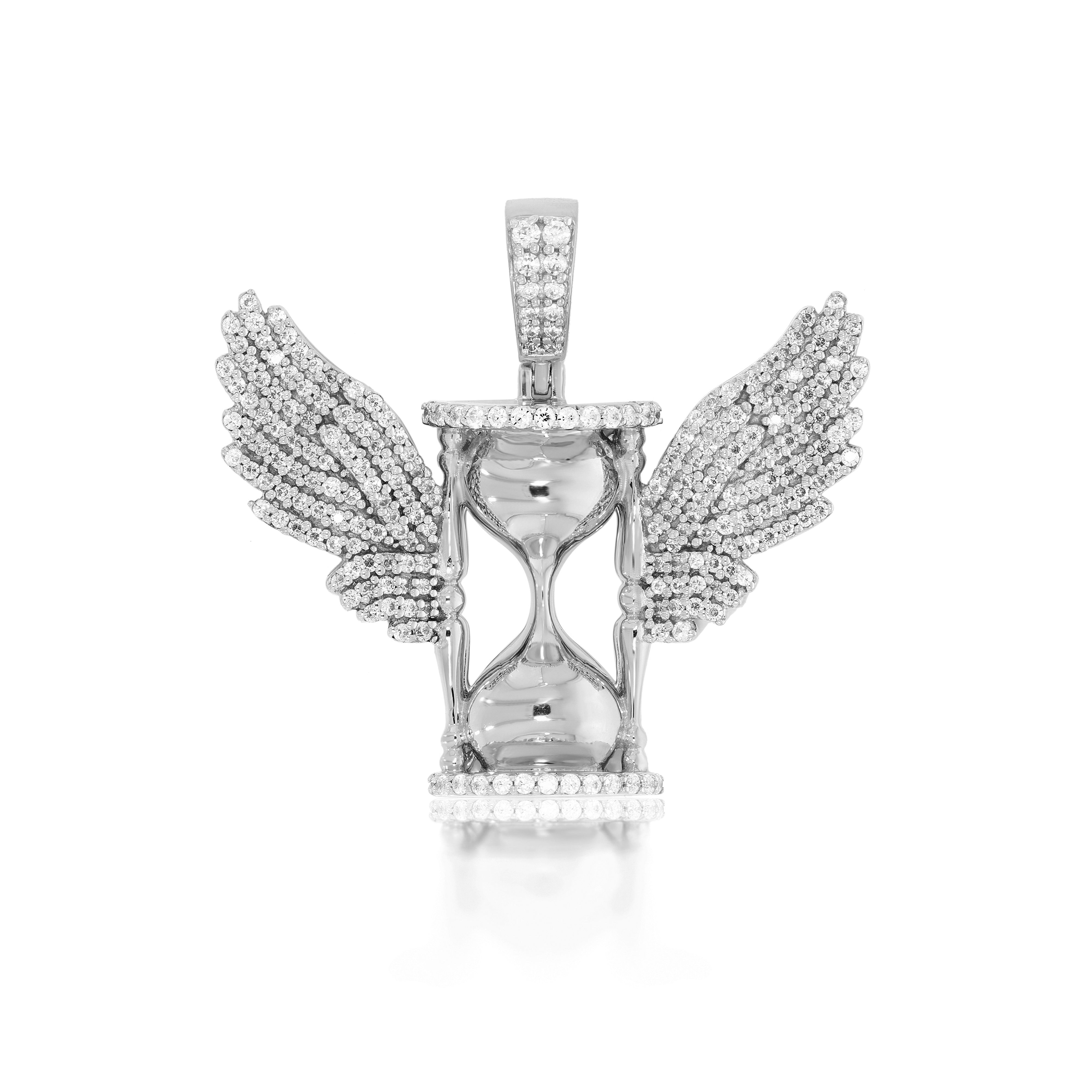 Keeva Jewels Round Diamond Hourglass With Wings Luxurious Pendant - GPT-0573