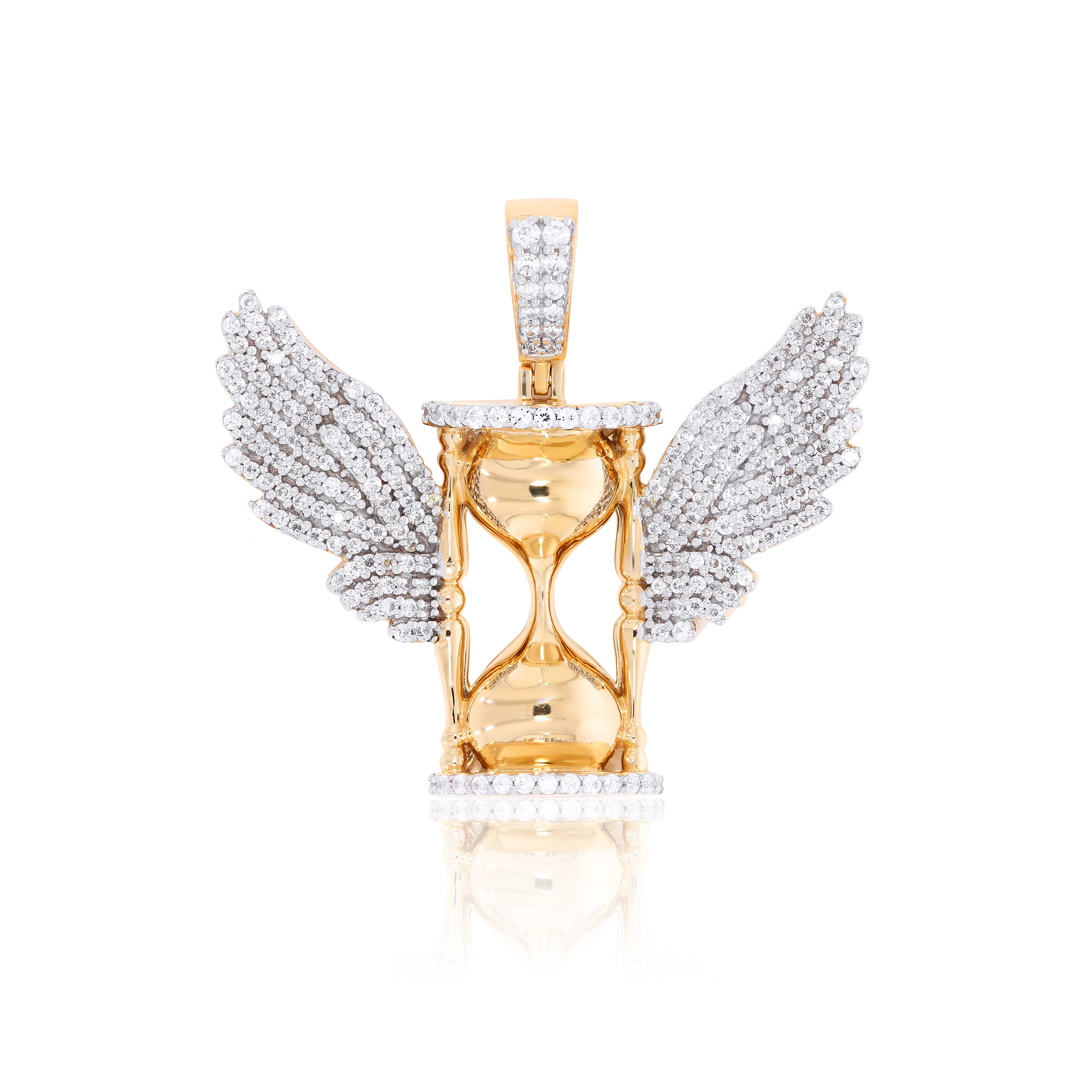 Keeva Jewels Round Diamond Hourglass With Wings Luxurious Pendant - GPT-0573