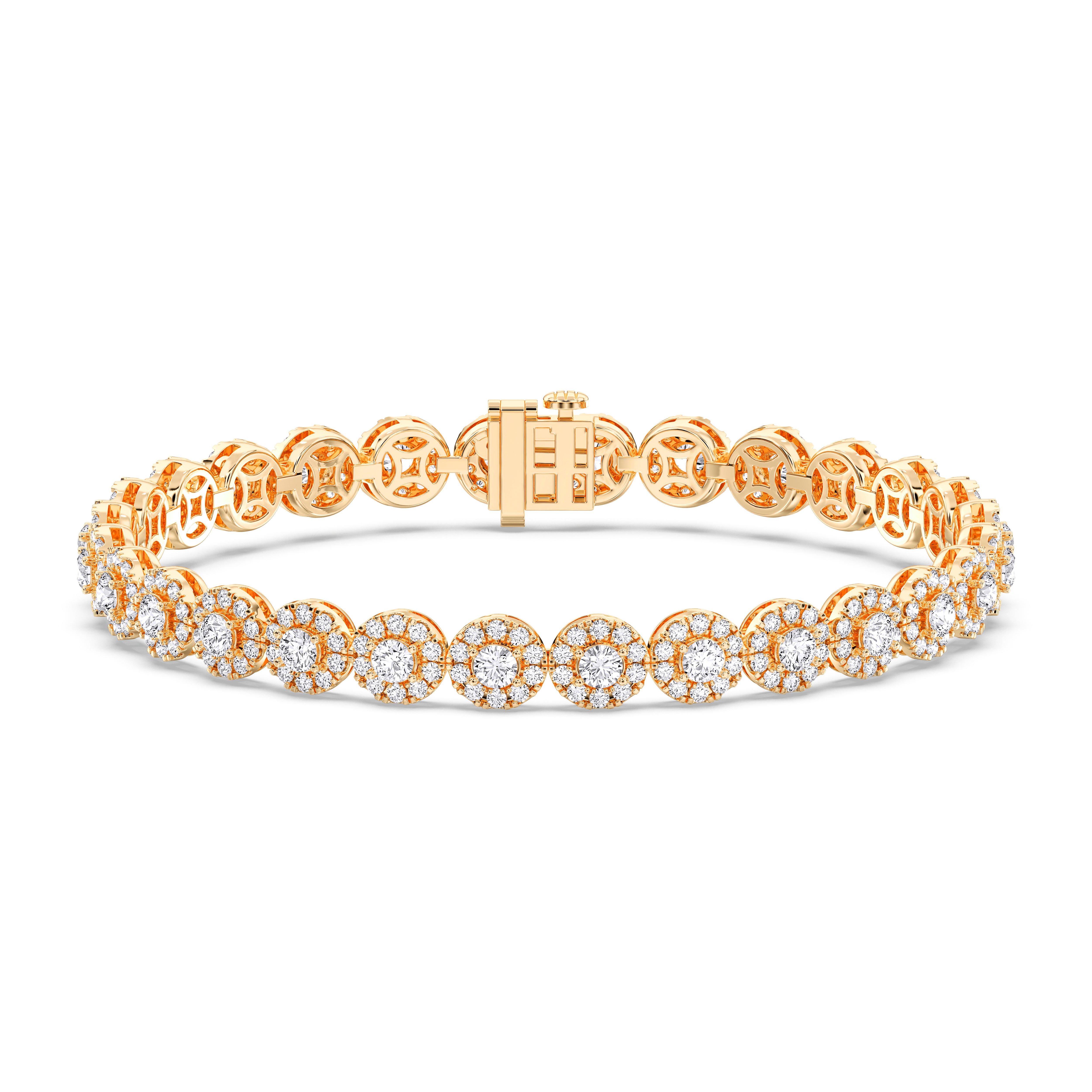 6.50 Carat Round Cut Lab Grown Diamond Charm Bracelet Made in Solid Gold