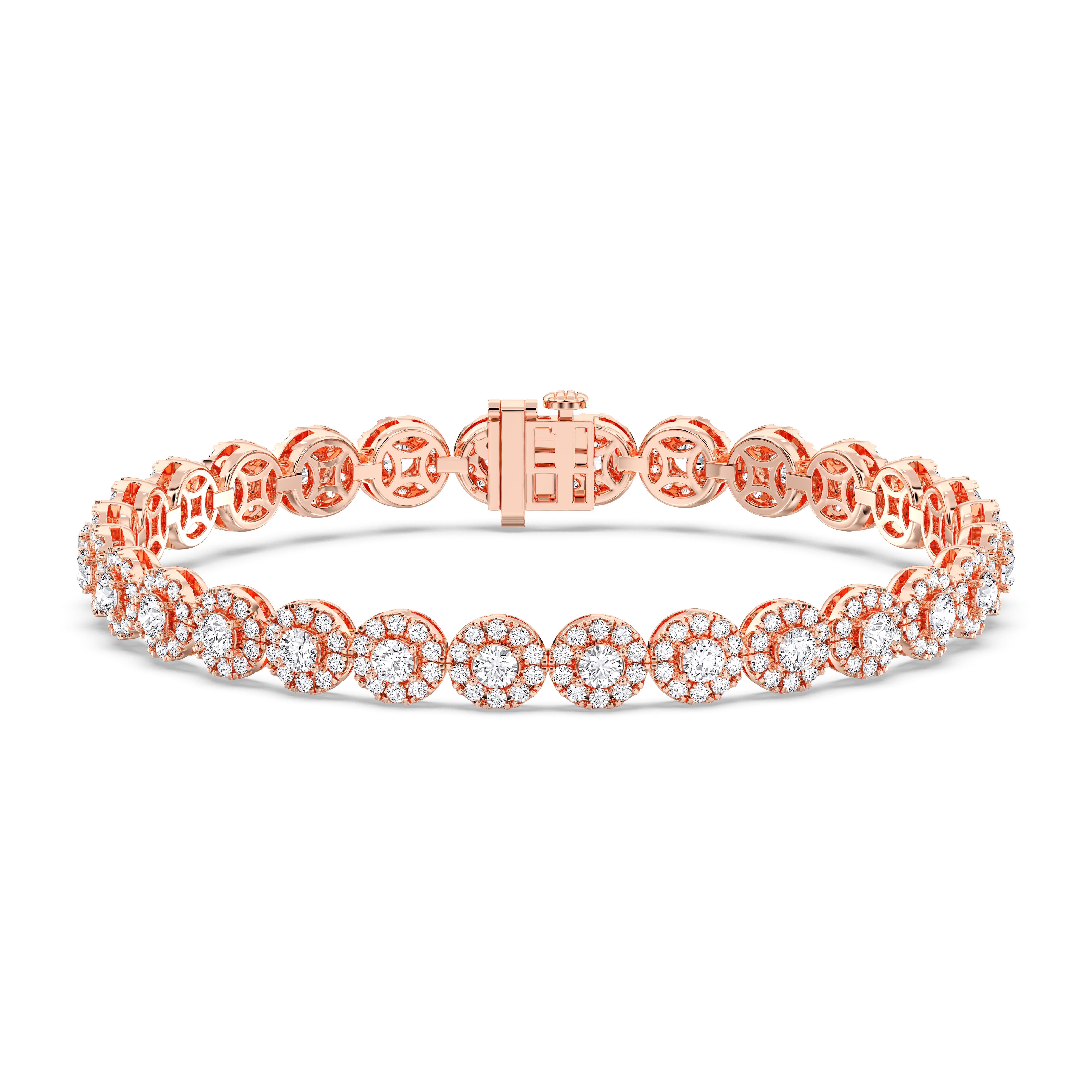 6.50 Carat Round Cut Lab Grown Diamond Charm Bracelet Made in Solid Gold