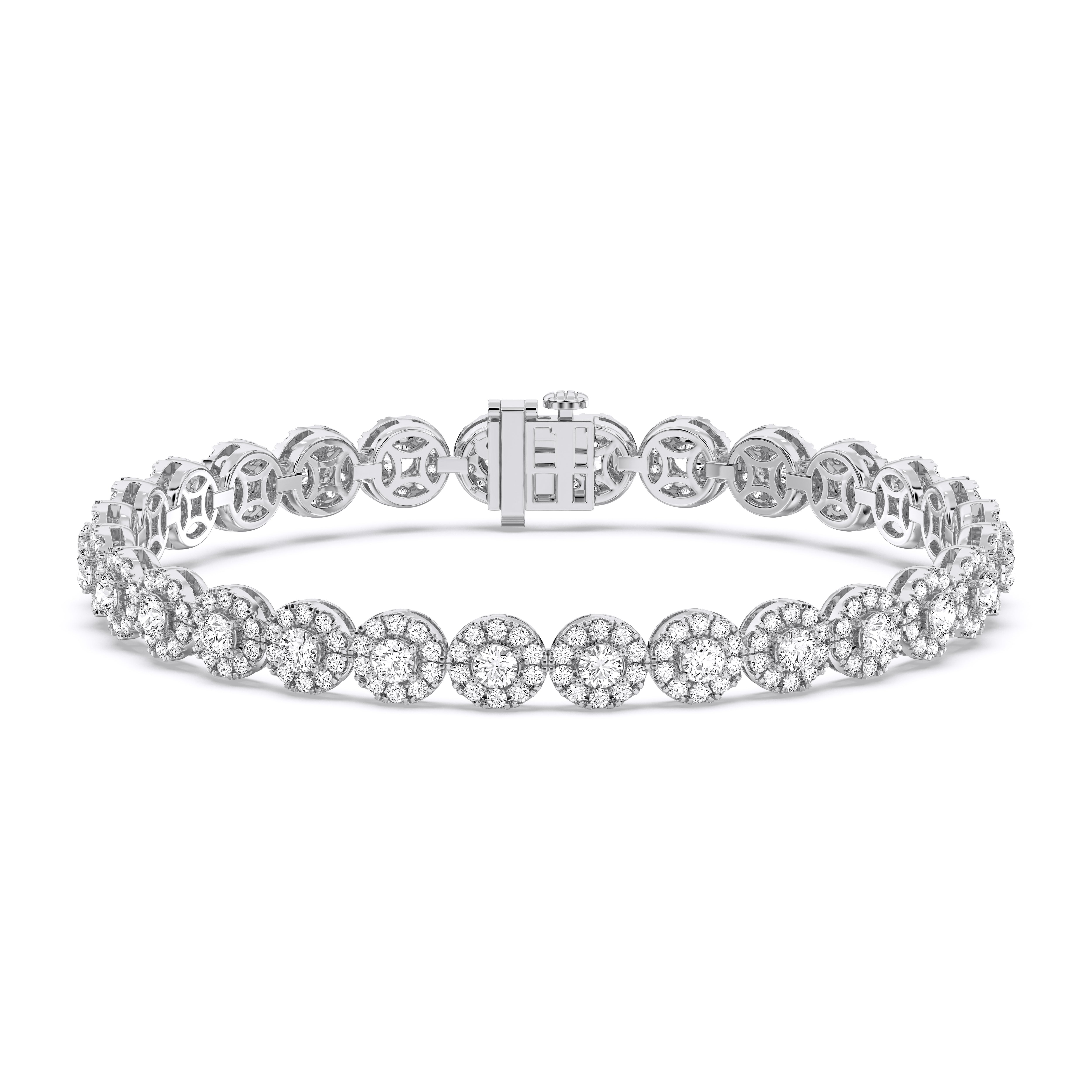 6.50 Carat Round Cut Lab Grown Diamond Charm Bracelet Made in Solid Gold