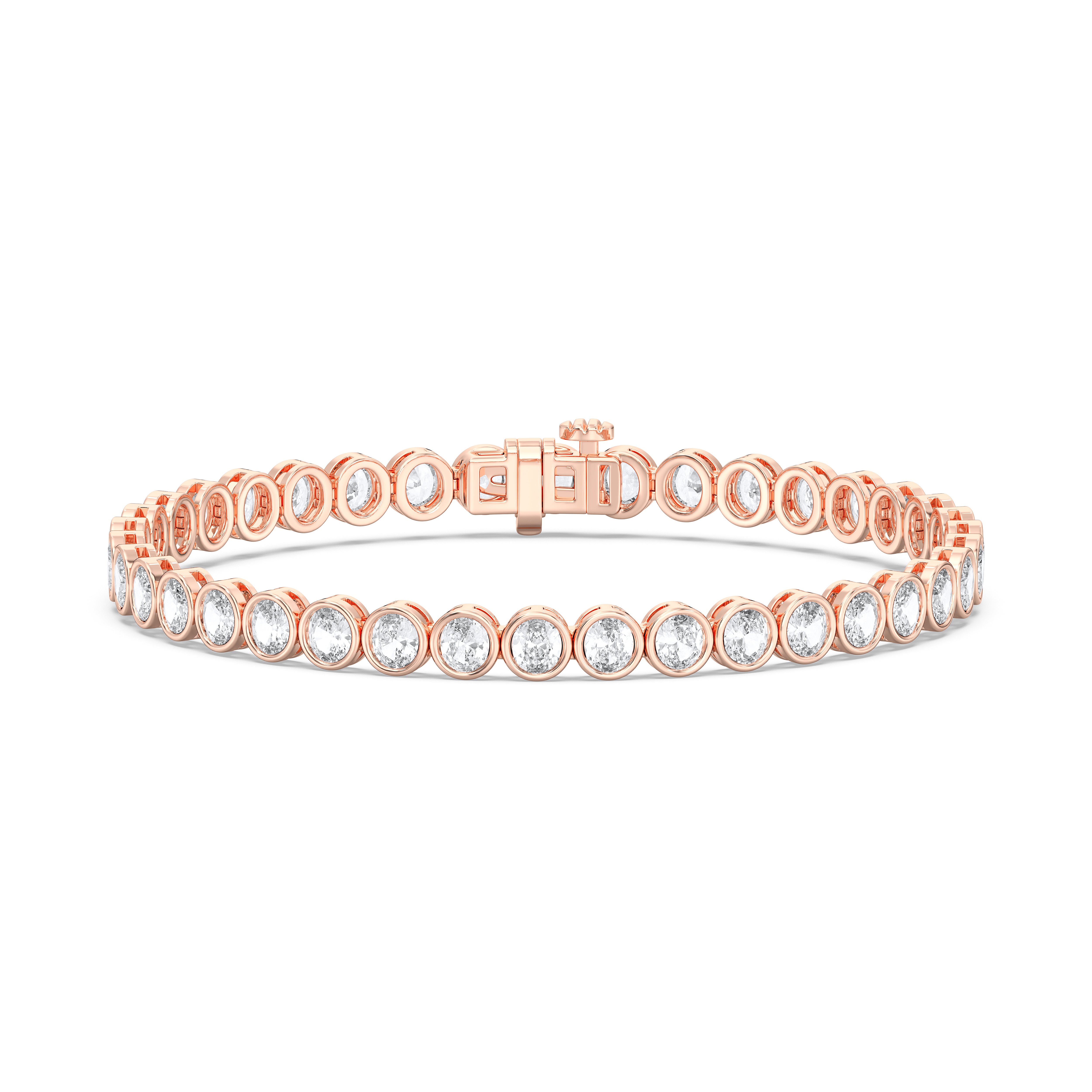 6.00 Carat Bezel Set Oval Lab Grown Diamond Tennis Baracelet Made in Solid Gold