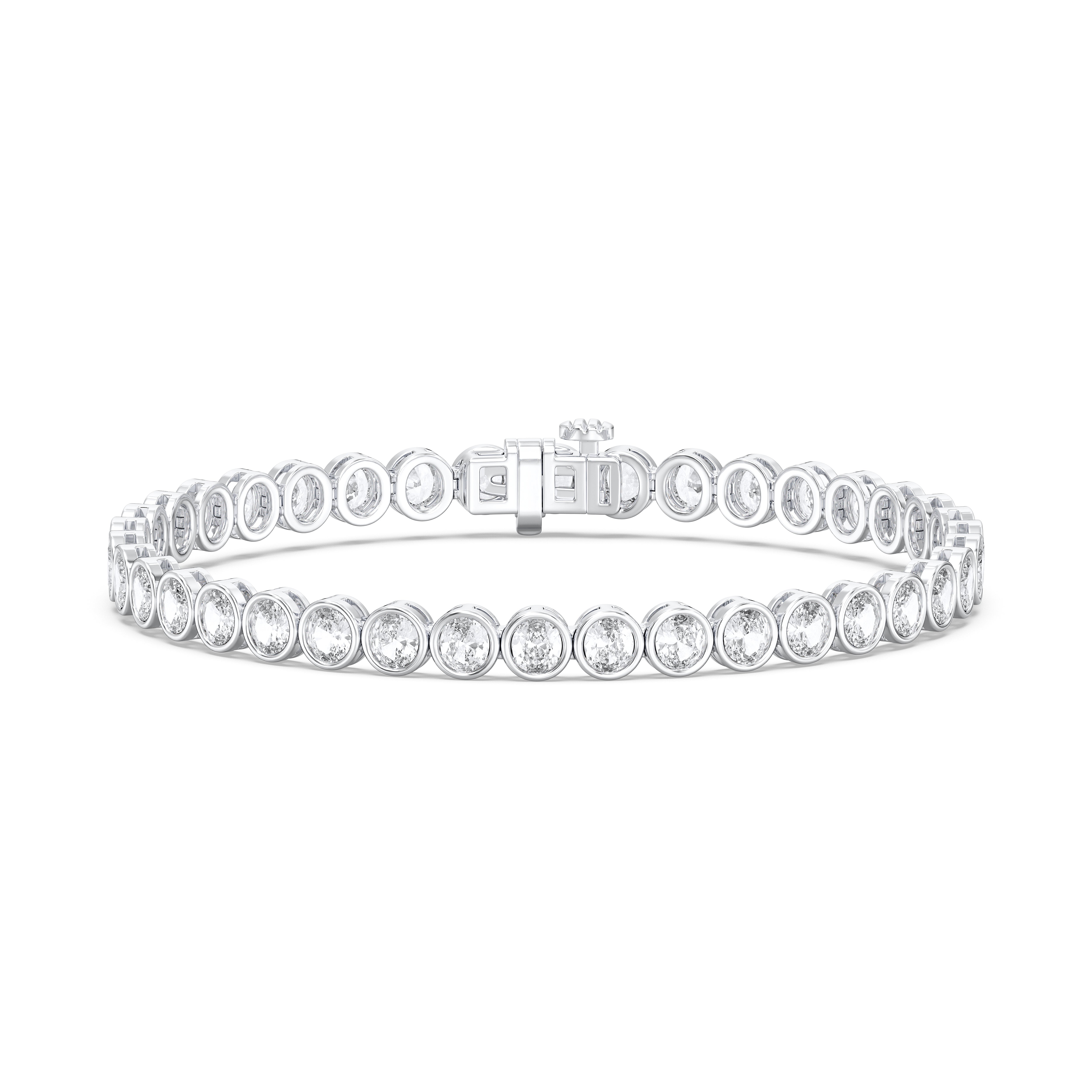 6.00 Carat Bezel Set Oval Lab Grown Diamond Tennis Baracelet Made in Solid Gold