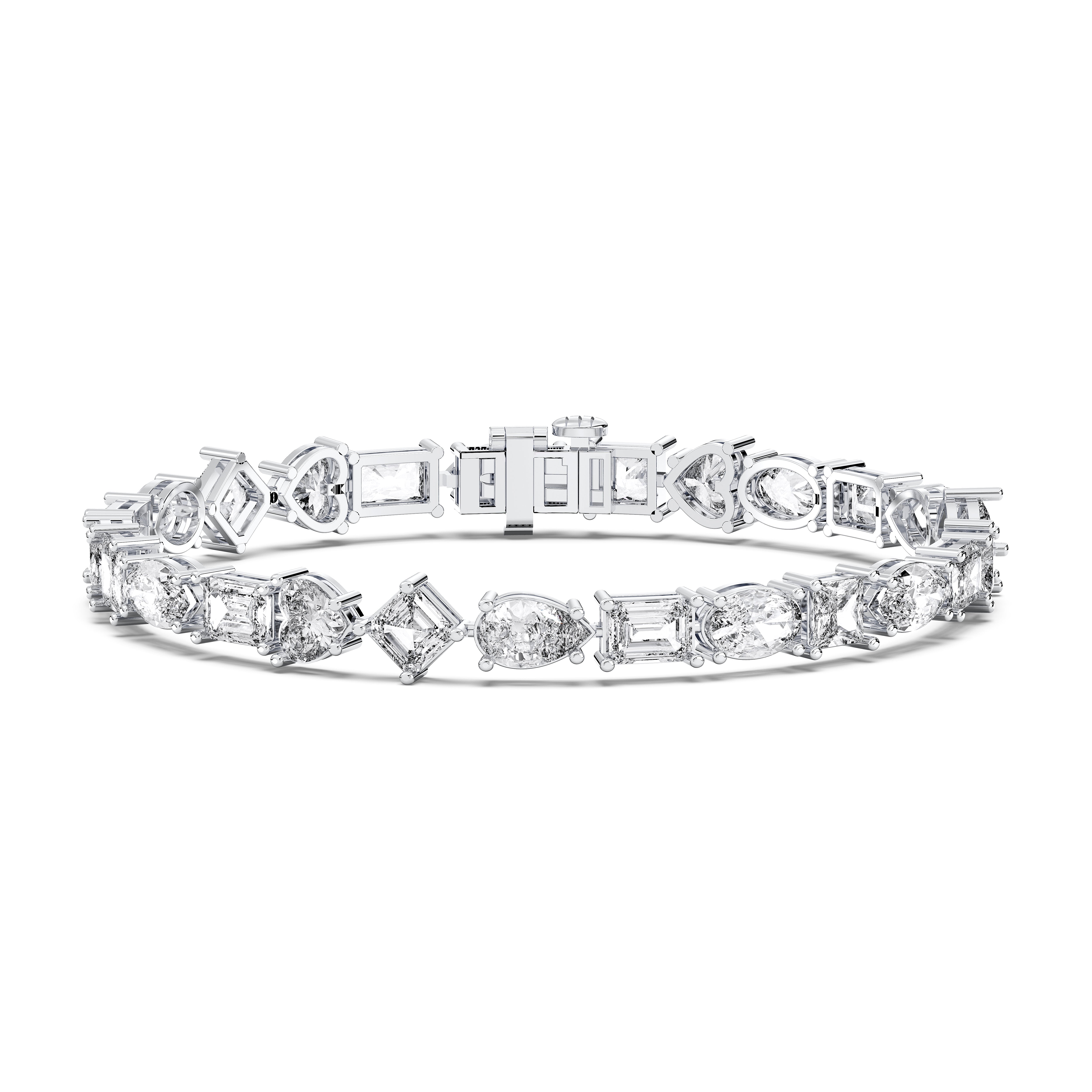 Multishape Lab Grown Diamond Charm Bracelet Made in Solid Gold