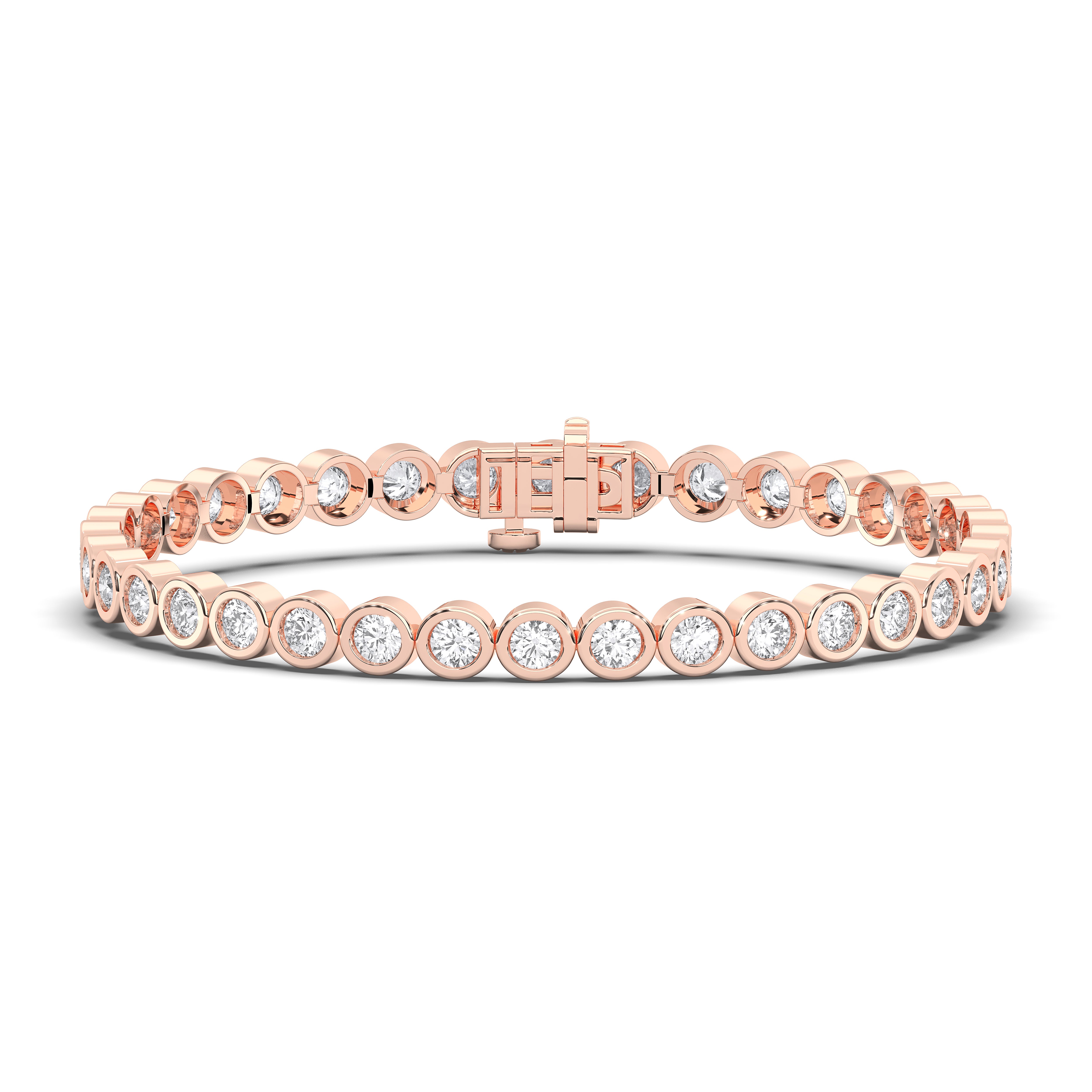 5 Carat Bezel Set Round Lan Grown Diamond Tennis Bracelet Made in solid Gold
