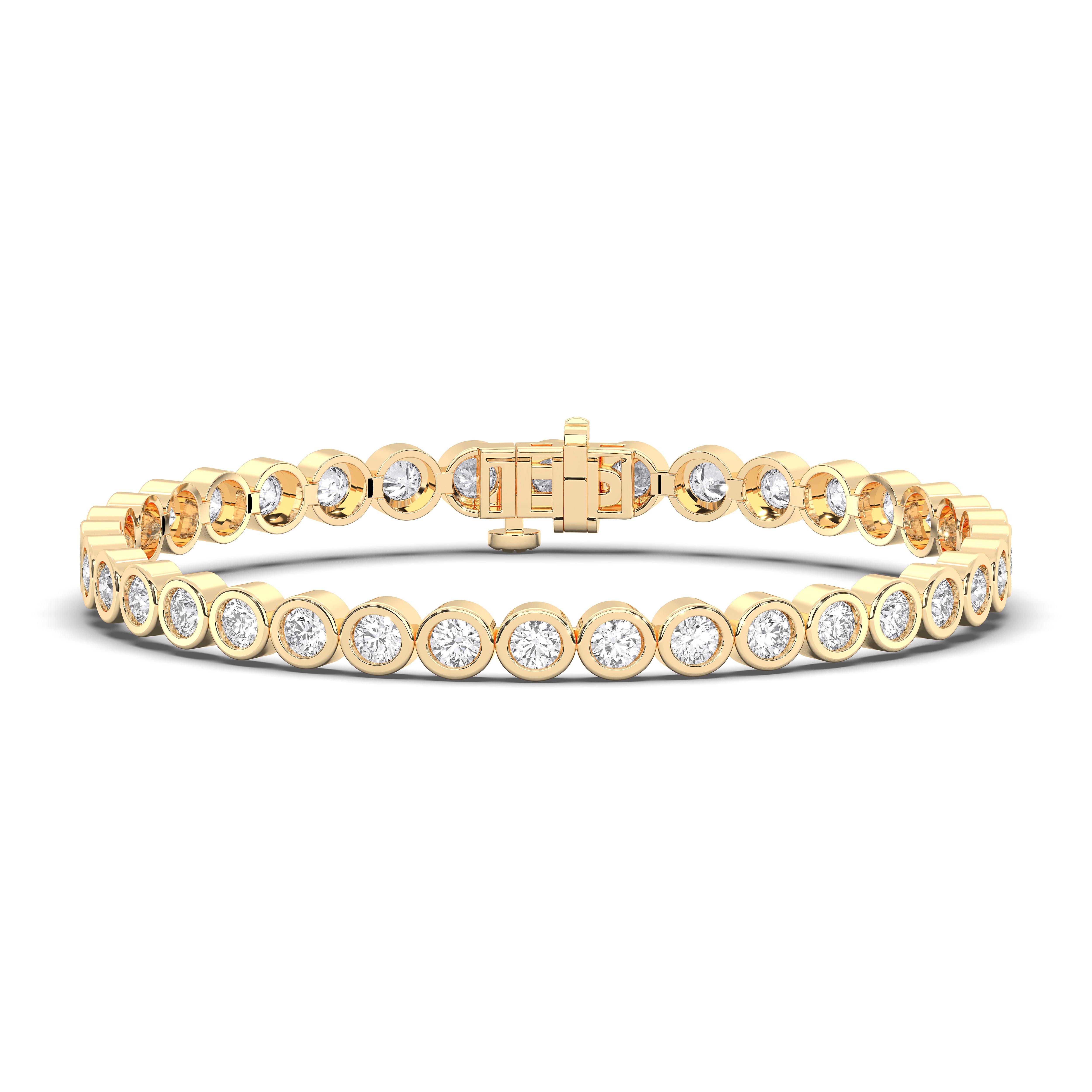 5 Carat Bezel Set Round Lan Grown Diamond Tennis Bracelet Made in solid Gold