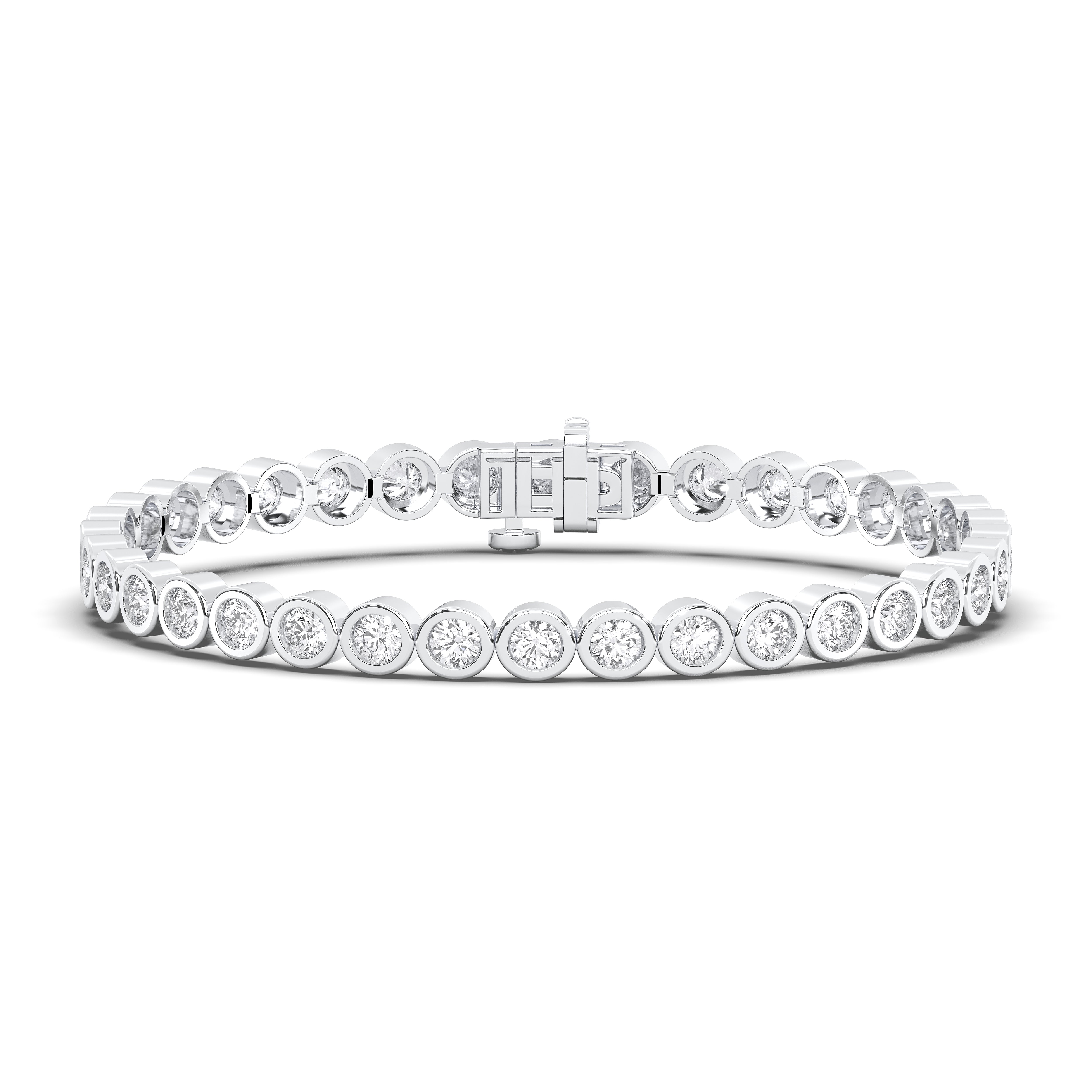 5 Carat Bezel Set Round Lan Grown Diamond Tennis Bracelet Made in solid Gold