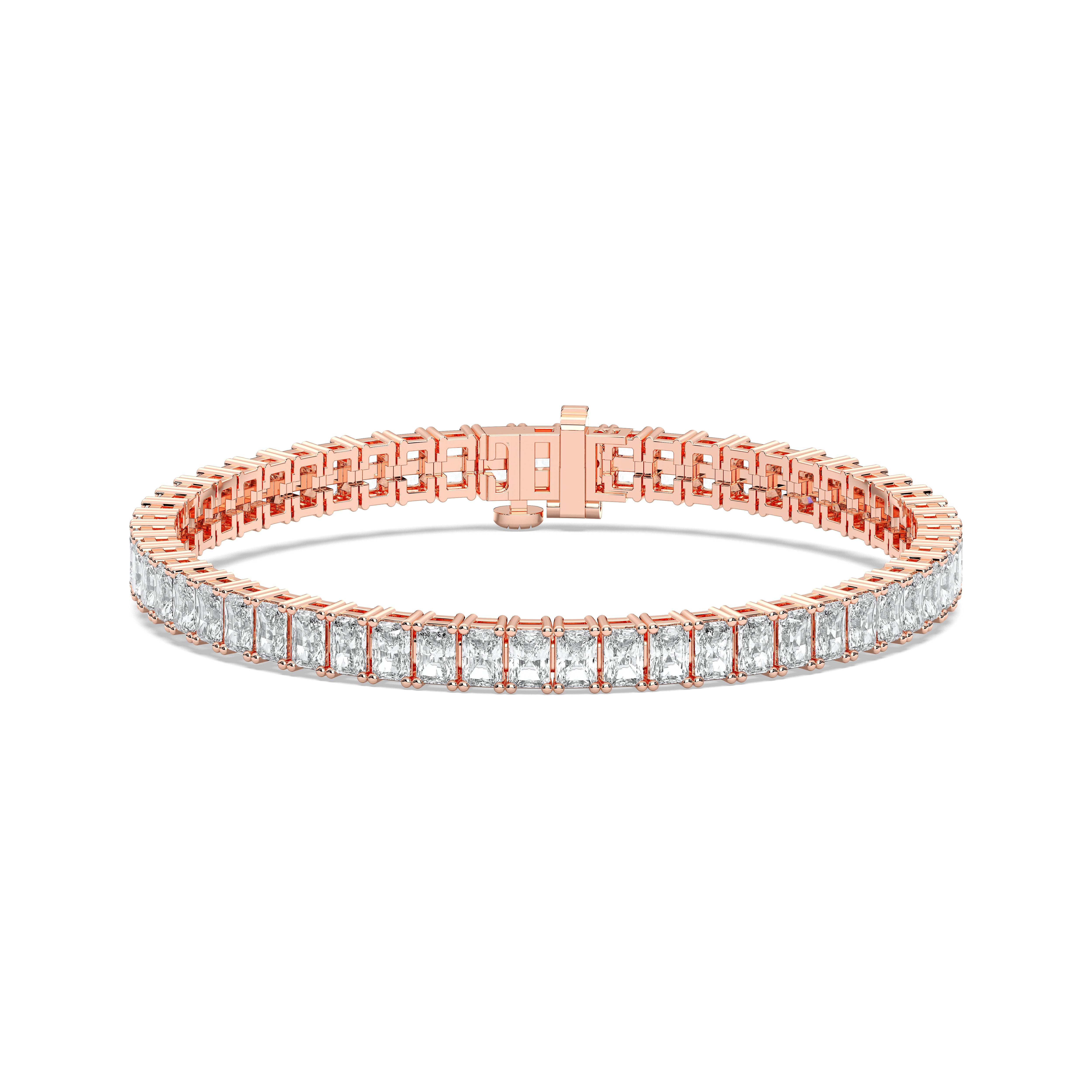 8.80 Carat Radiant Shape Diamond 7 Inches Tennis Bracelet Made in solid Gold