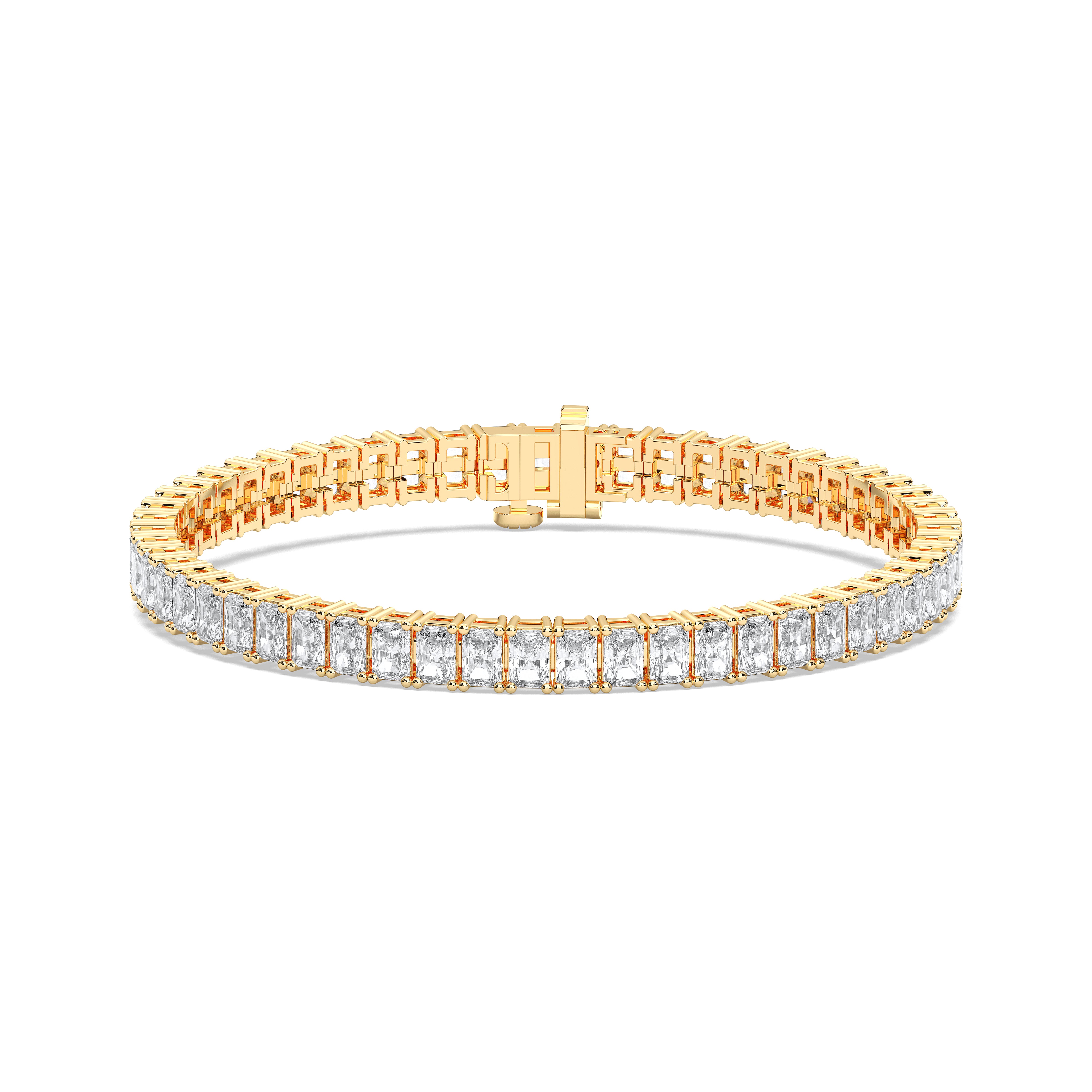 8.80 Carat Radiant Shape Diamond 7 Inches Tennis Bracelet Made in solid Gold