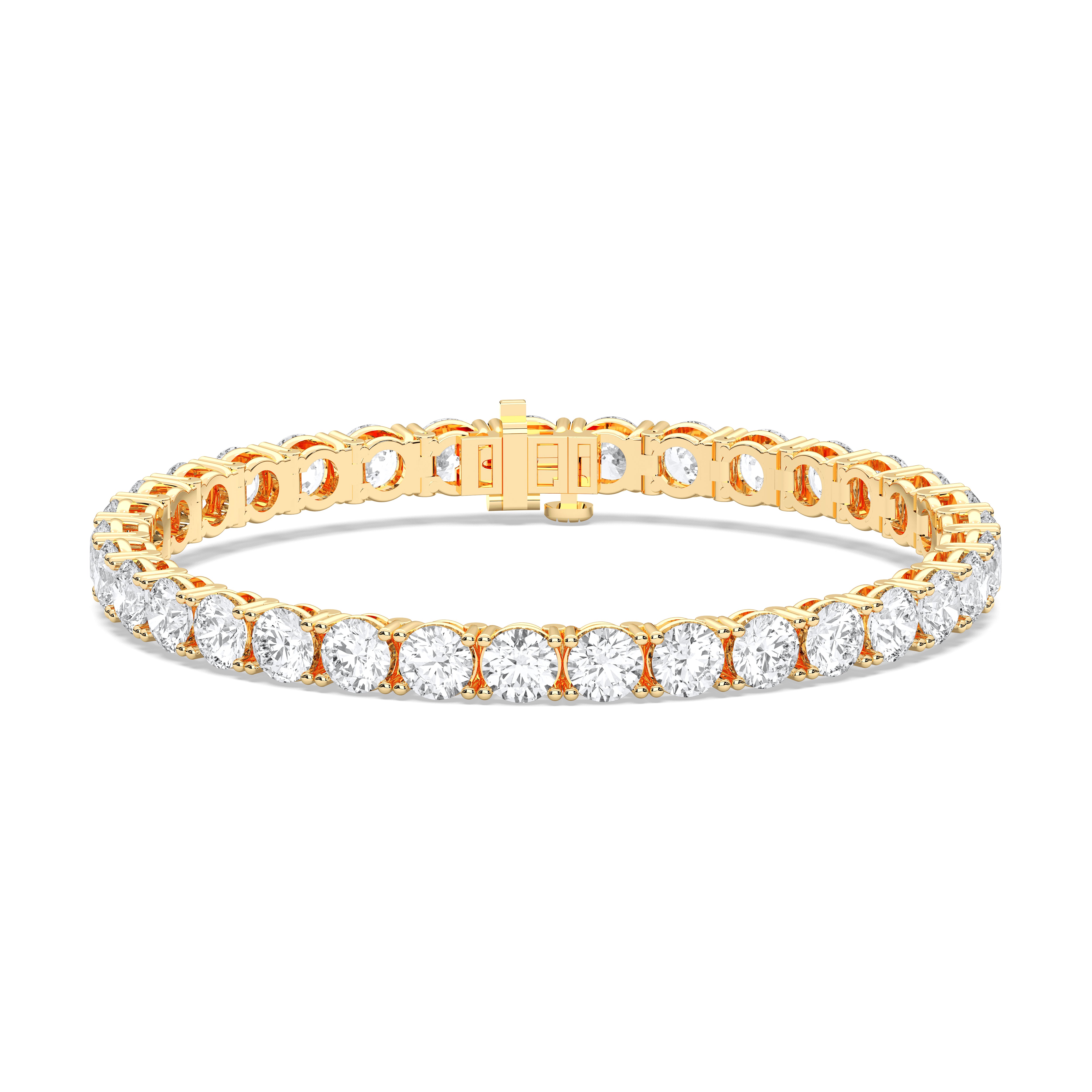 21 Carat Round Lab Grown Diamond Tennis Bracelet Made in Solid Gold