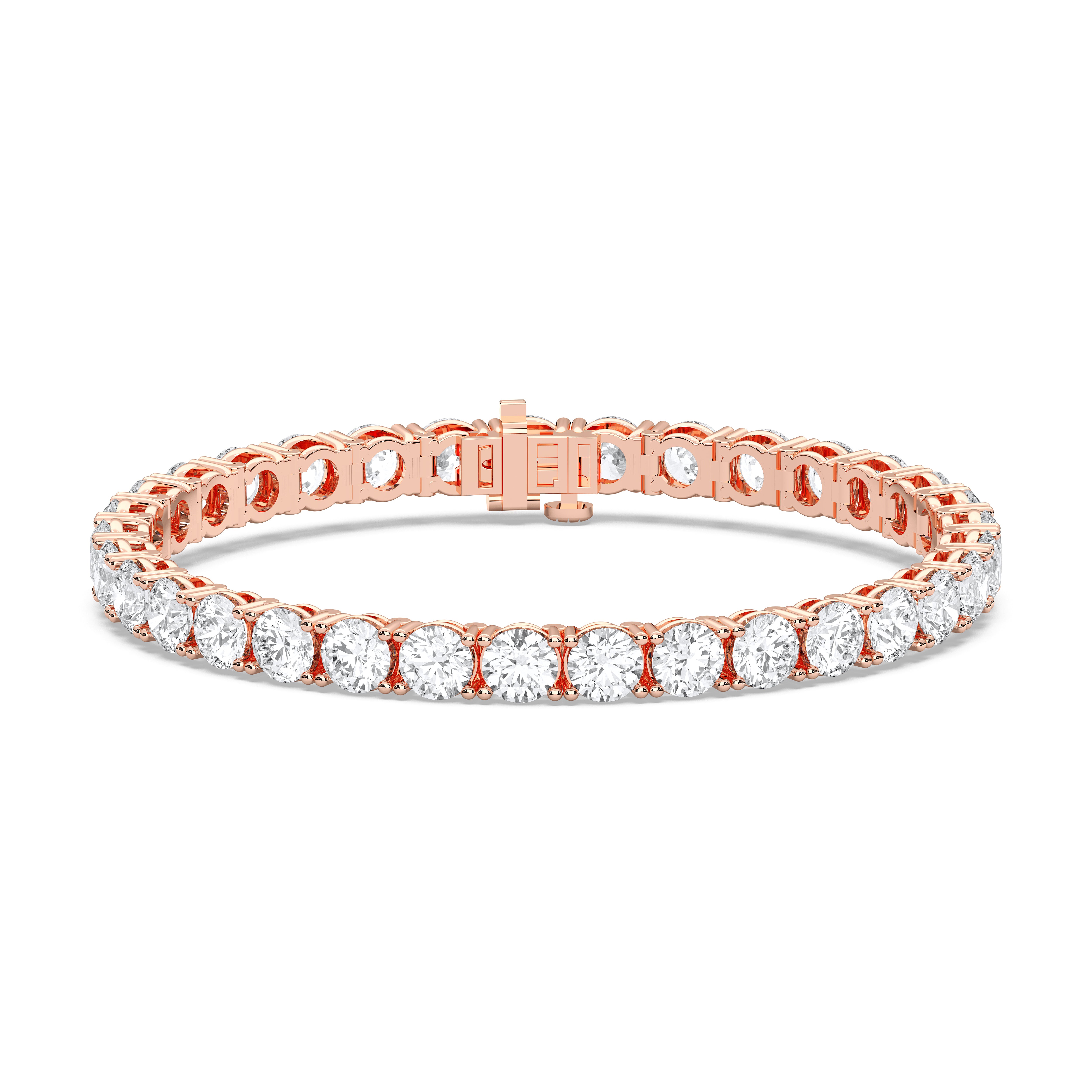21 Carat Round Lab Grown Diamond Tennis Bracelet Made in Solid Gold