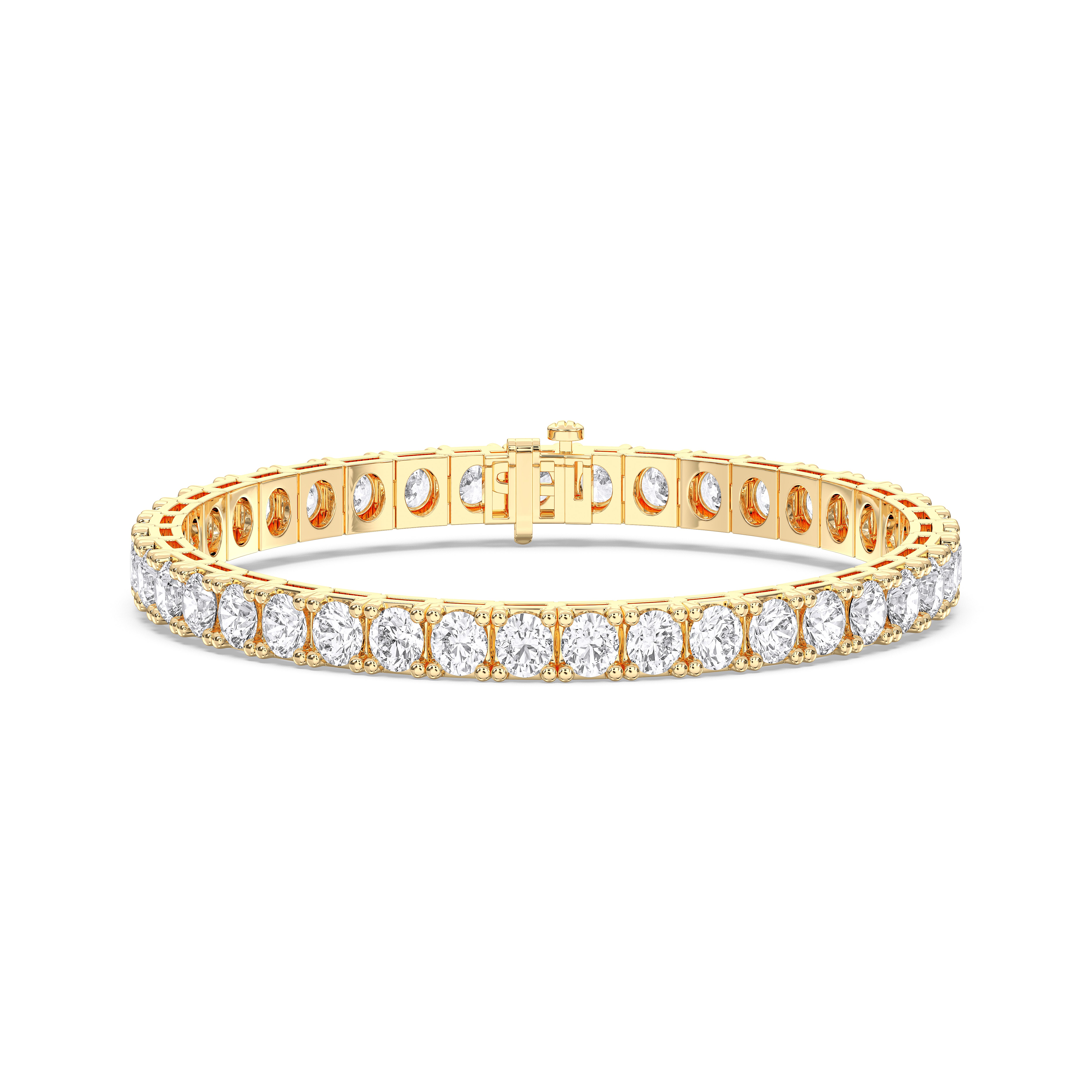 18 Carat Round Lab Grown Diamond 7 Inches Tennis Bracelet Made in Solod Gold