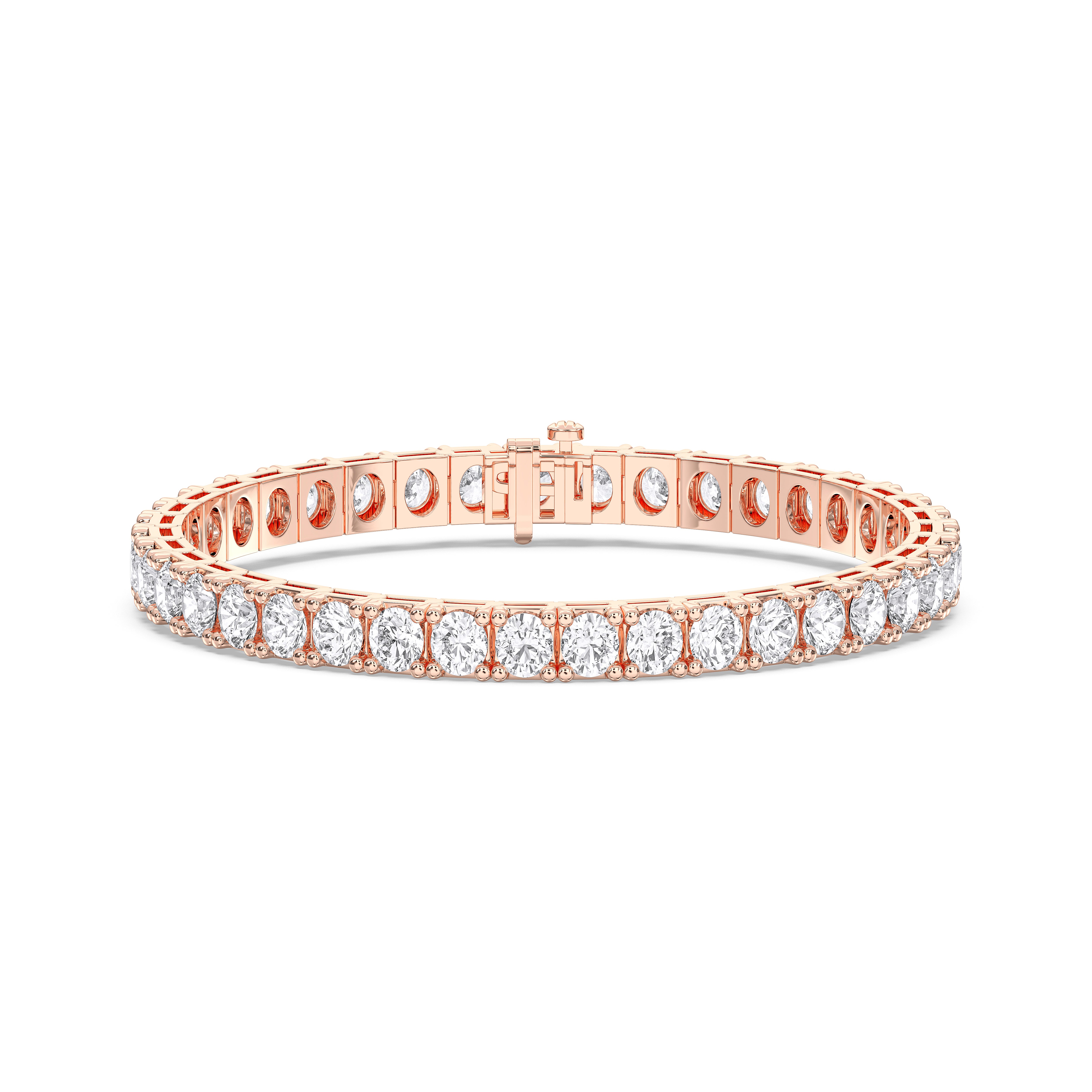 18 Carat Round Lab Grown Diamond 7 Inches Tennis Bracelet Made in Solod Gold