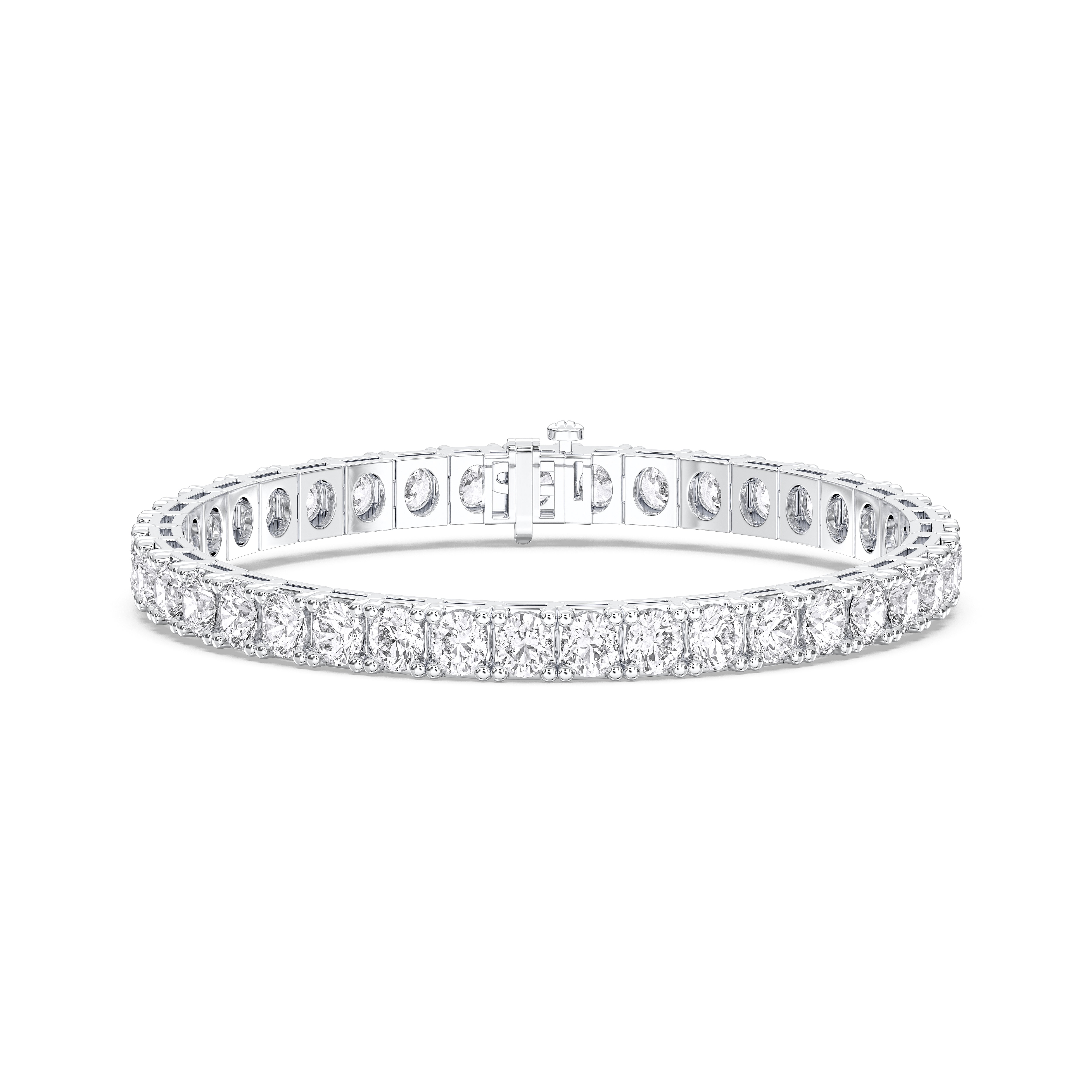 18 Carat Round Lab Grown Diamond 7 Inches Tennis Bracelet Made in Solod Gold