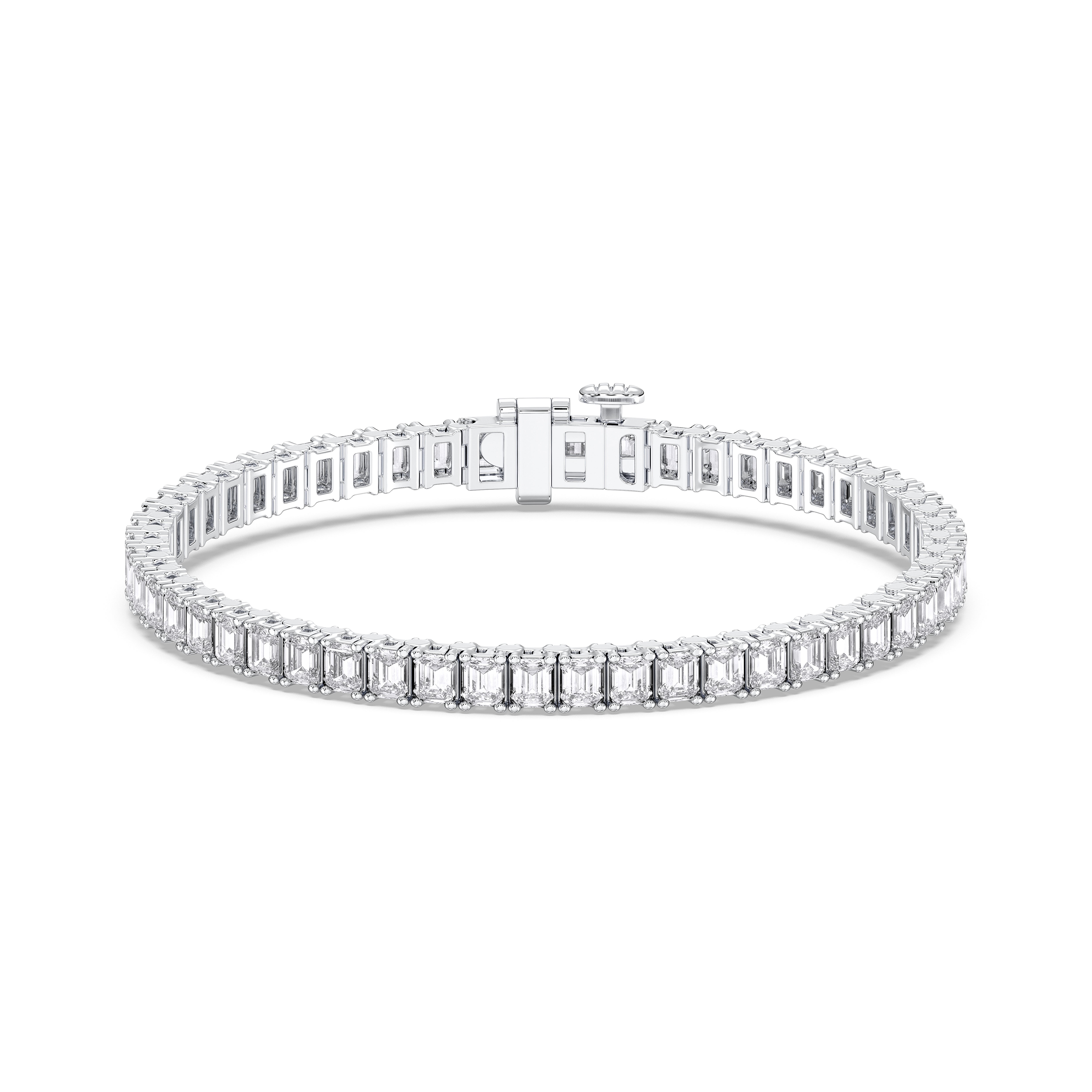 8.00 Carat Emerald Shape Lab Grown Diamond Tennis Bracelet Made in Solid Gold