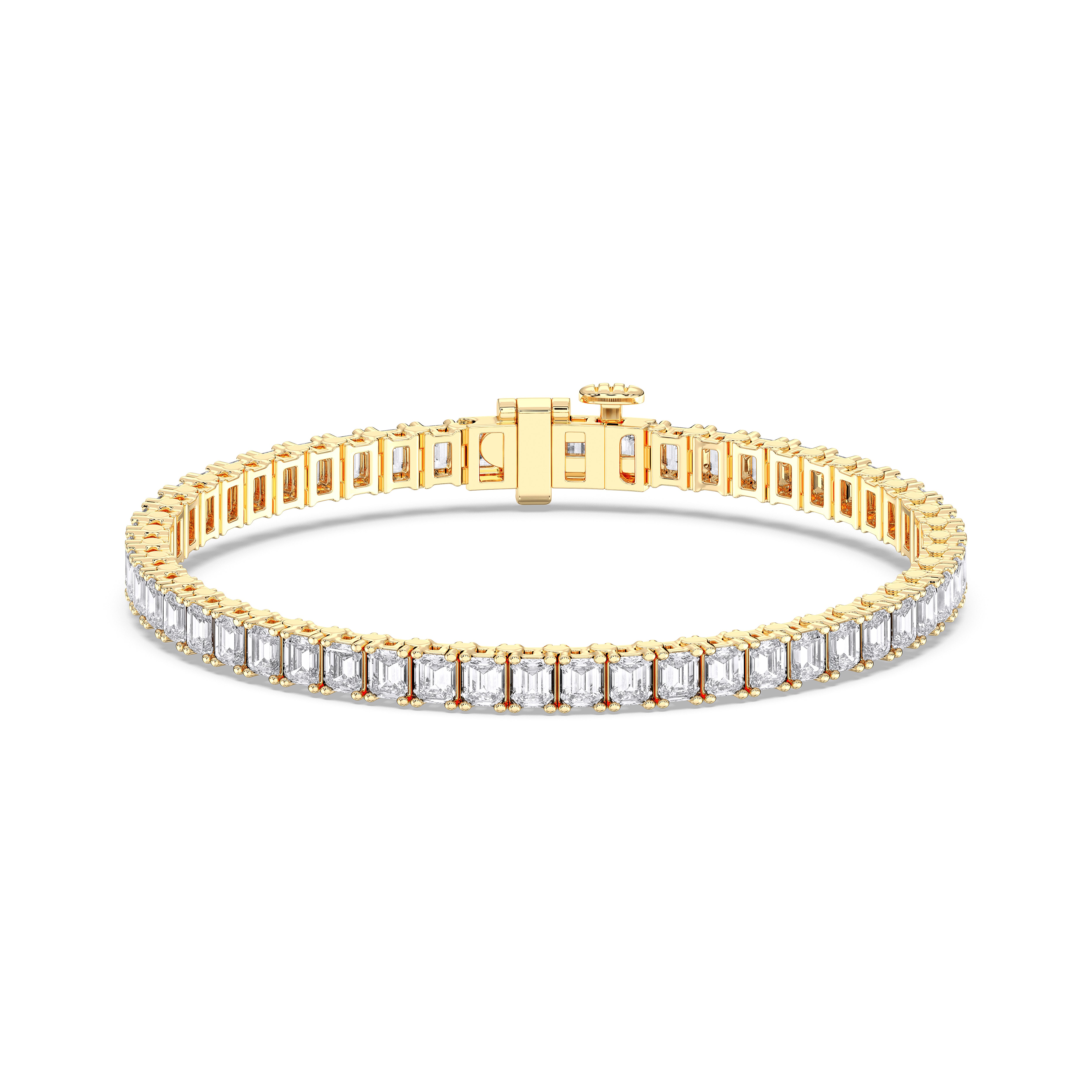 8.00 Carat Emerald Shape Lab Grown Diamond Tennis Bracelet Made in Solid Gold