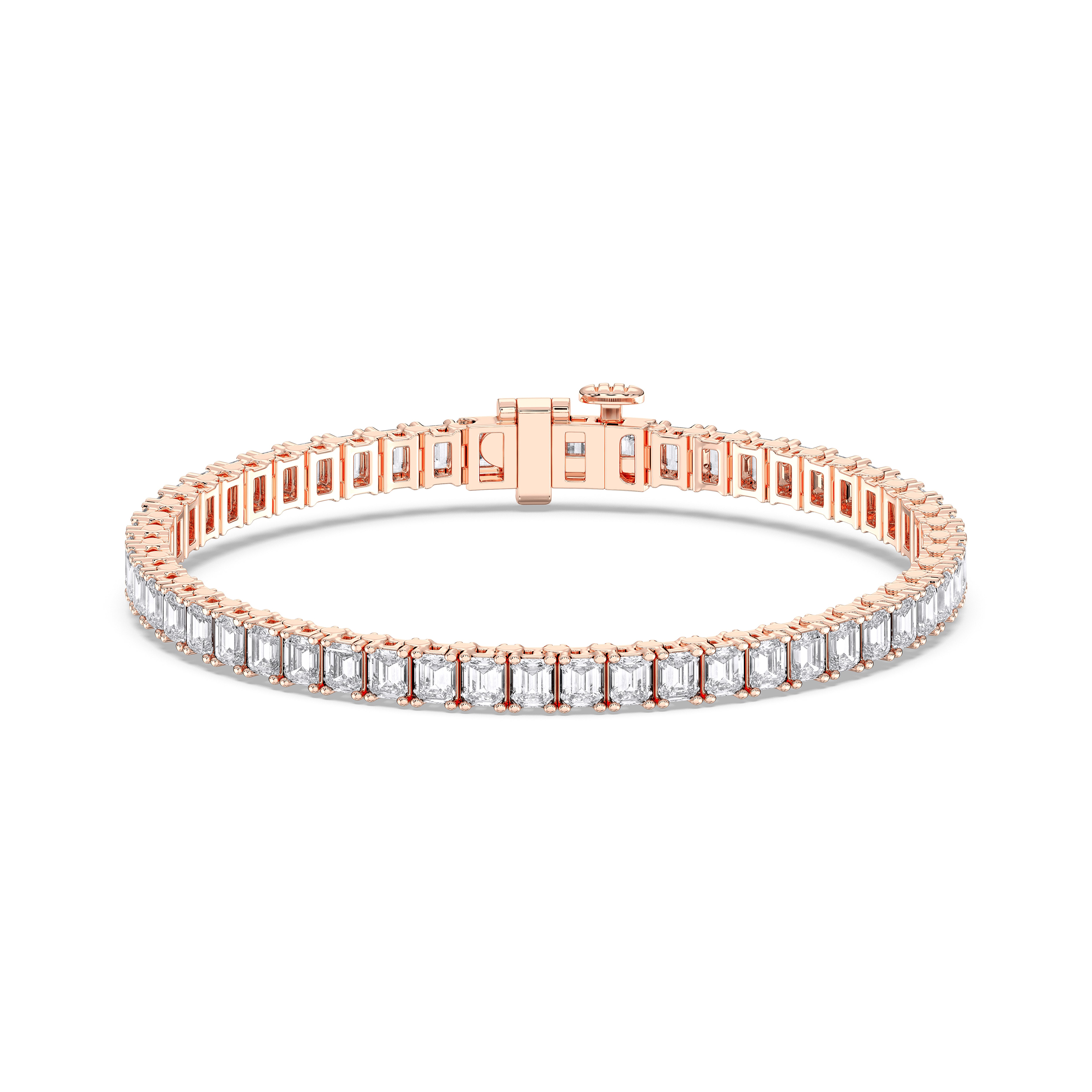 8.00 Carat Emerald Shape Lab Grown Diamond Tennis Bracelet Made in Solid Gold