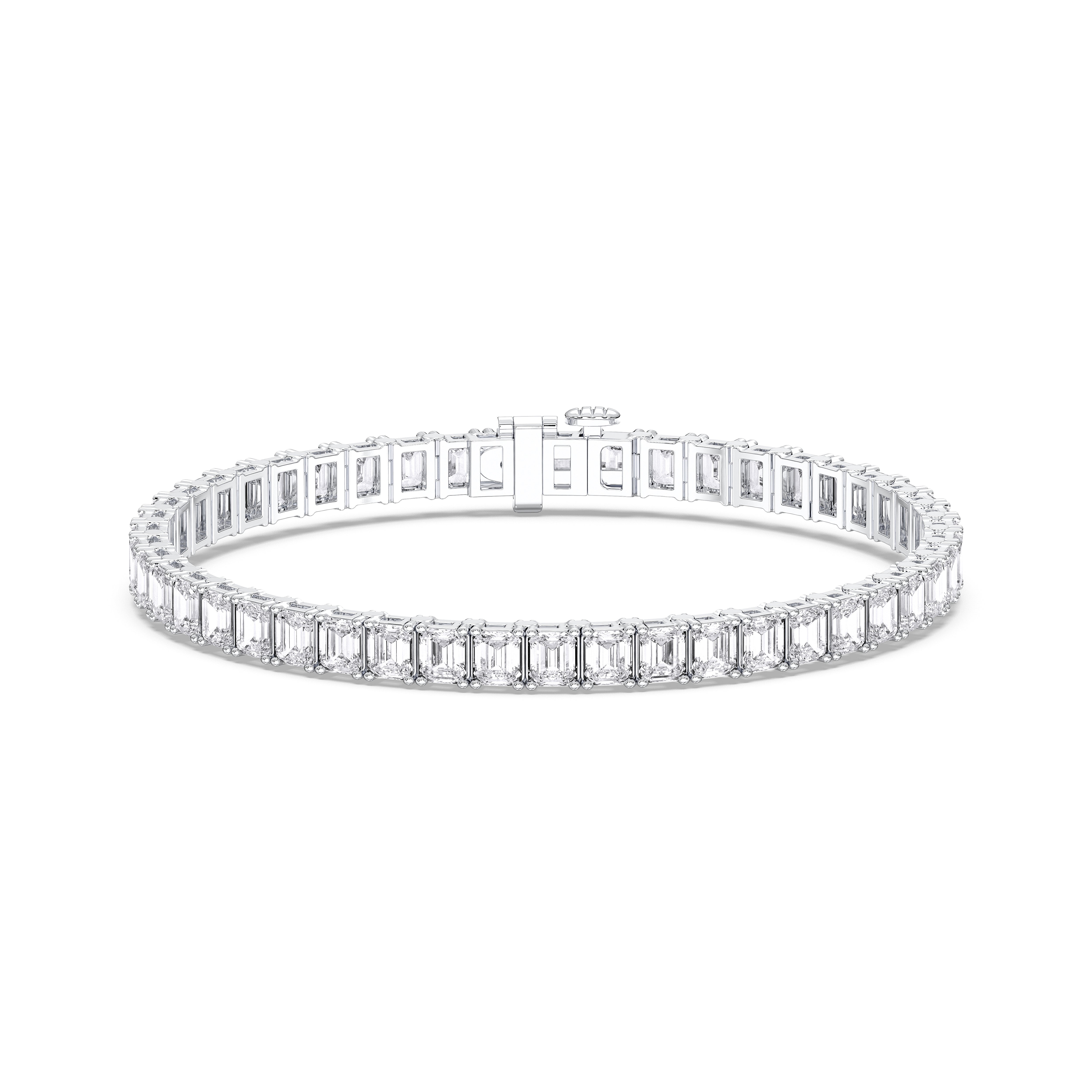 14 Carat Emerald Shape Lab Grown Diamond 7 Inches Tennis Bracelet Made in Solid Gold